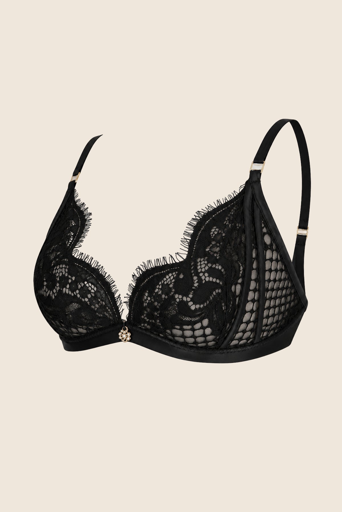 Elys Instinct Luxury Lace Triangle Bra Black