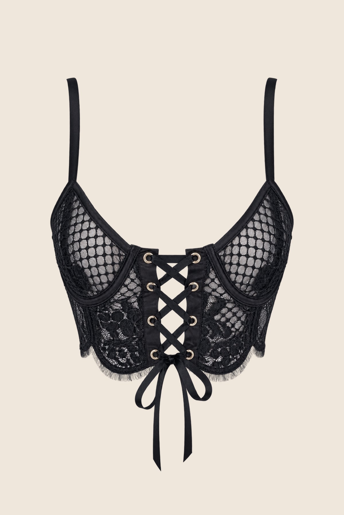 Elys Lure Luxury Lace Underwired Bustier Black