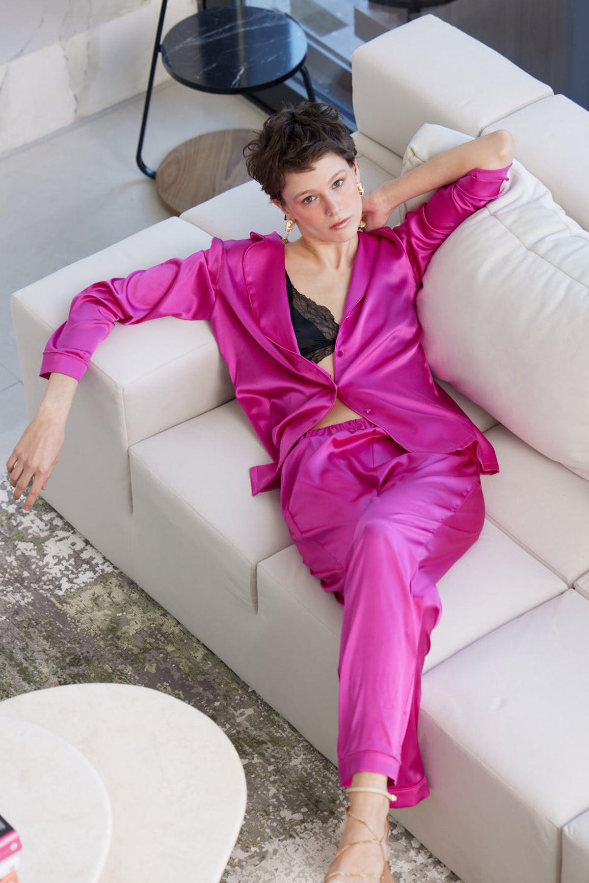 Luno İpek Pijama Takımı Fuşya