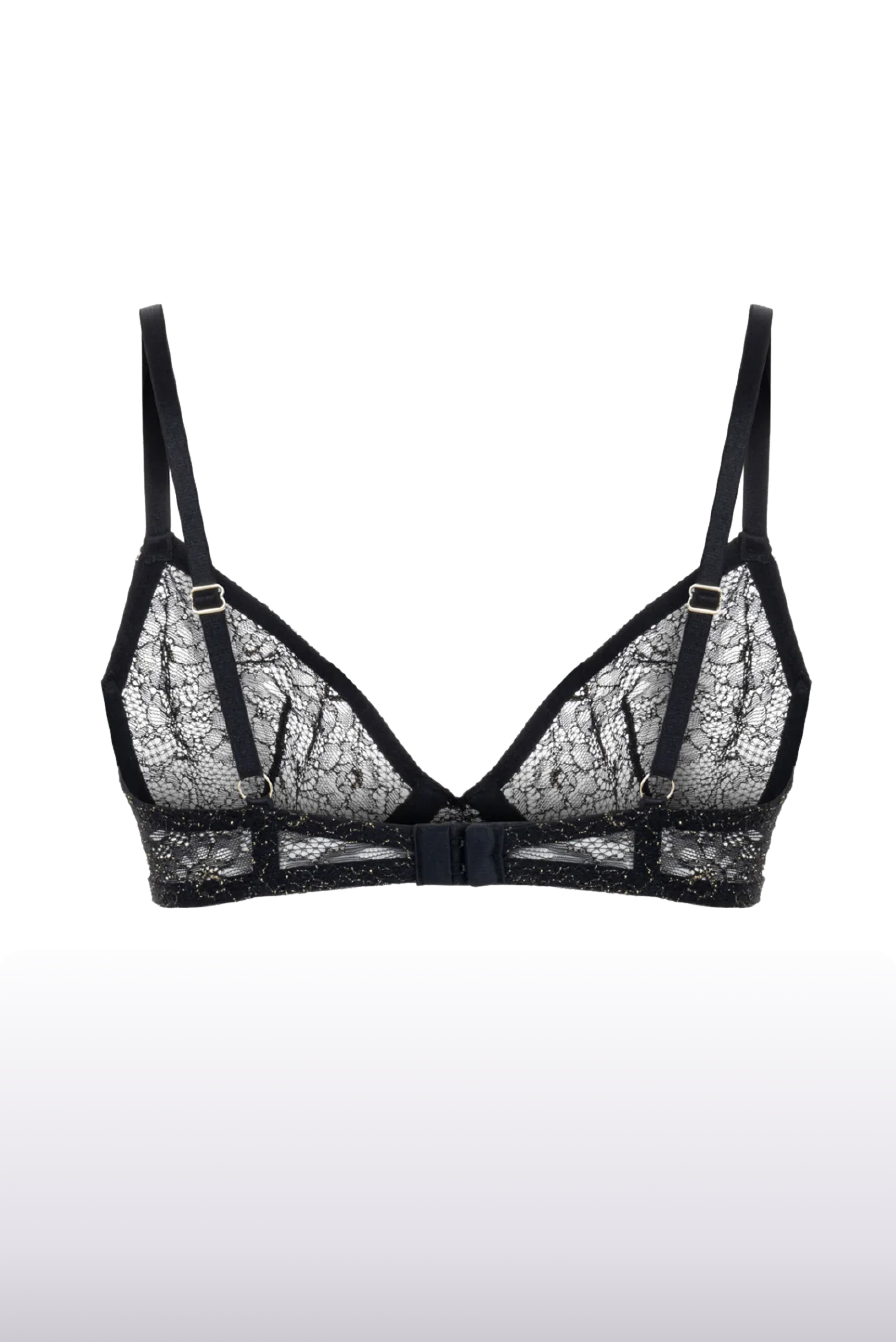 Shiny Black French Lace Bra