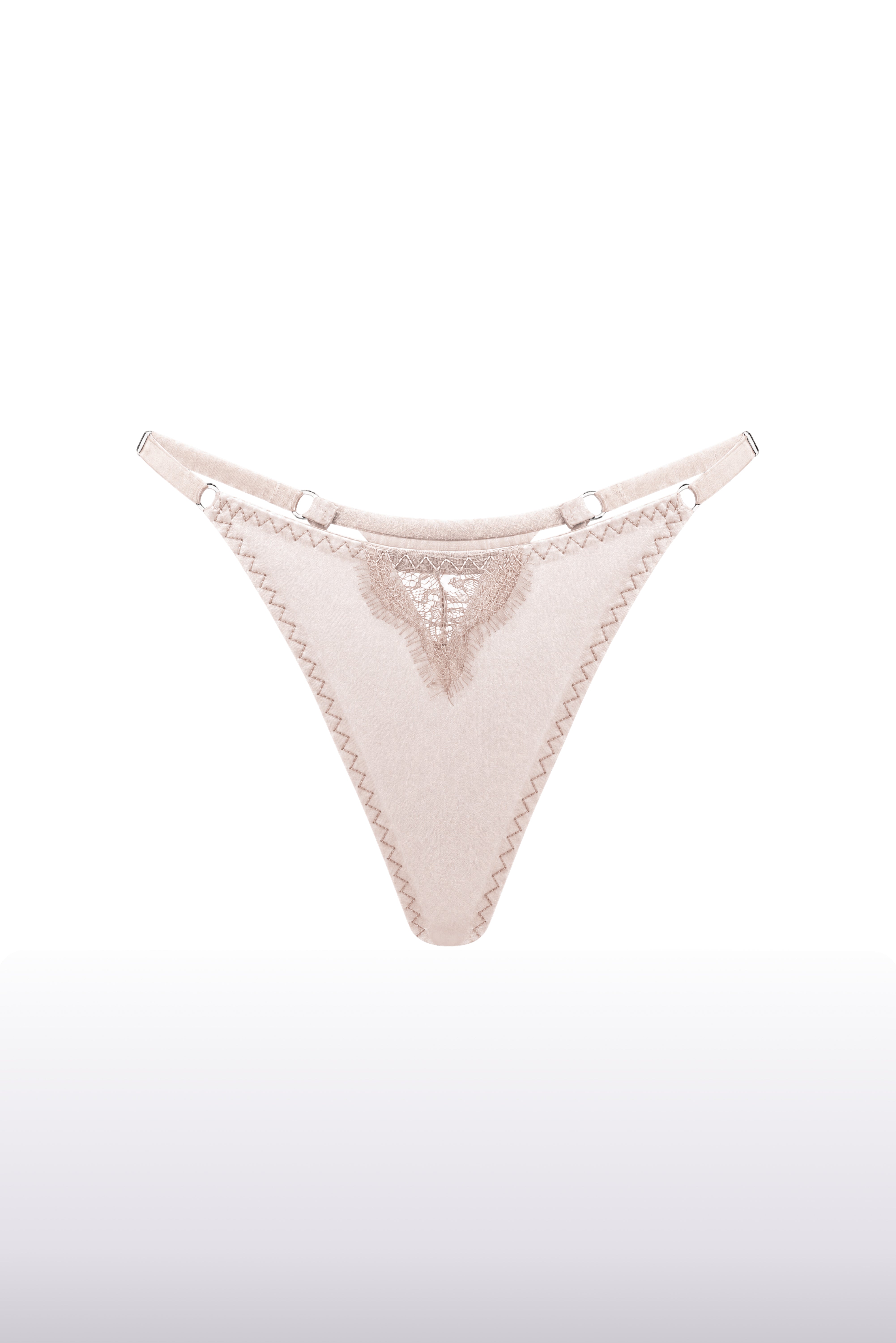 Selene Blush Saf İpek ve Dantel Tanga