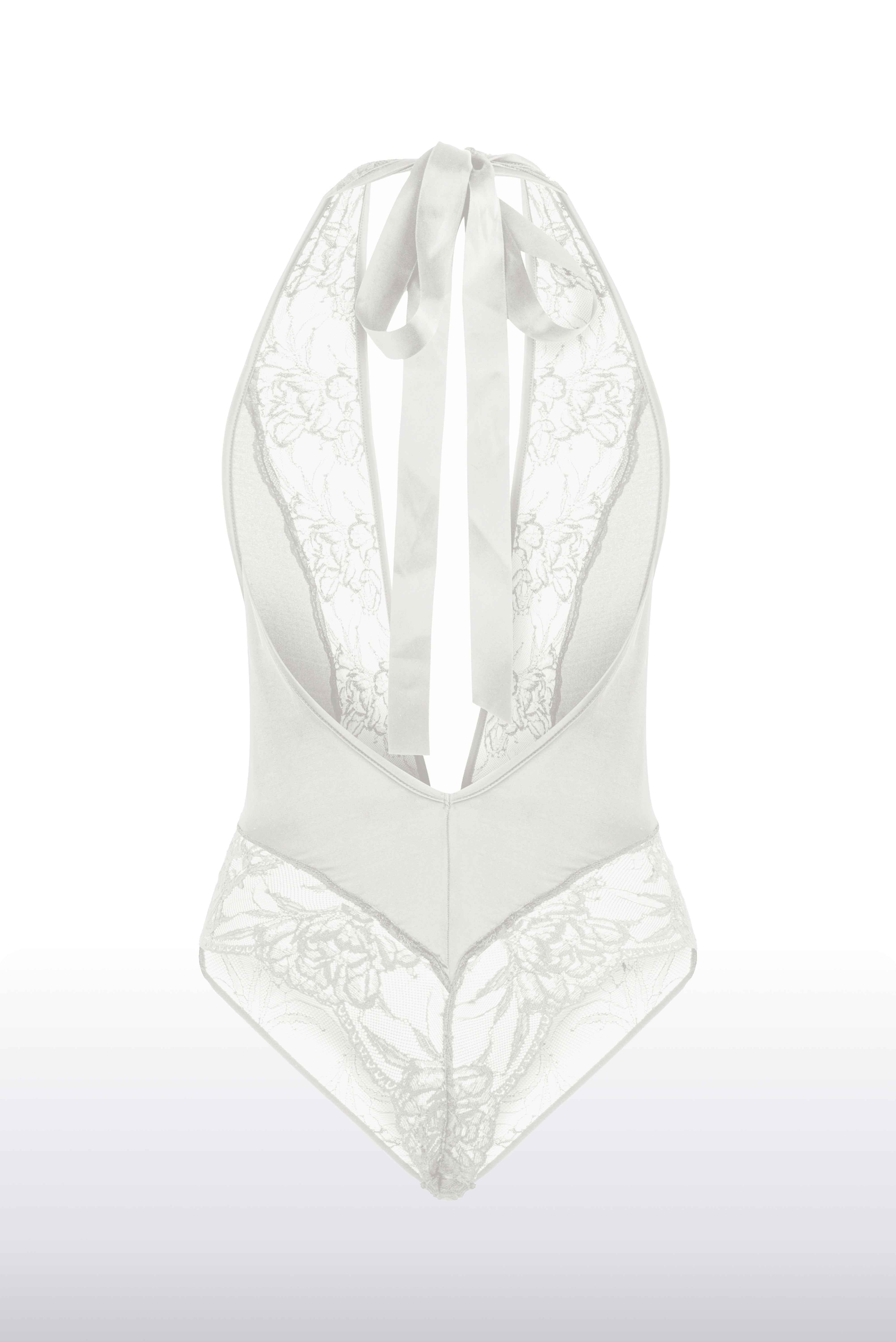 Noir Dantel Gelin Bodysuit Beyaz
