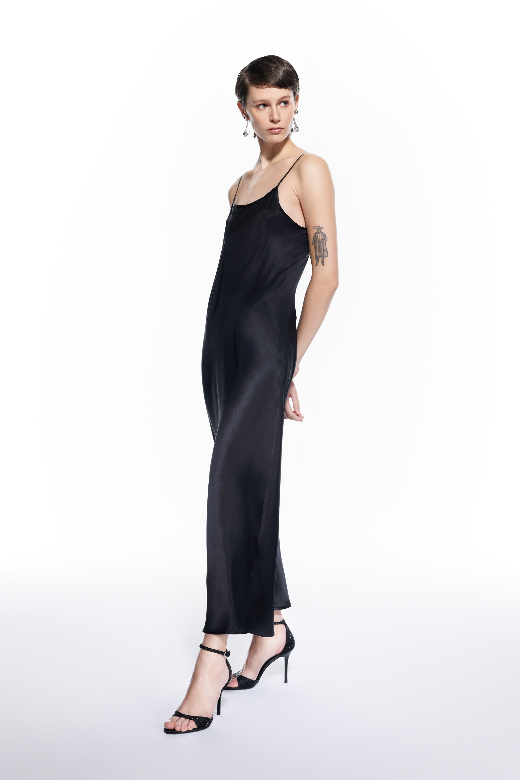 Dian Black Silk Long Dress.