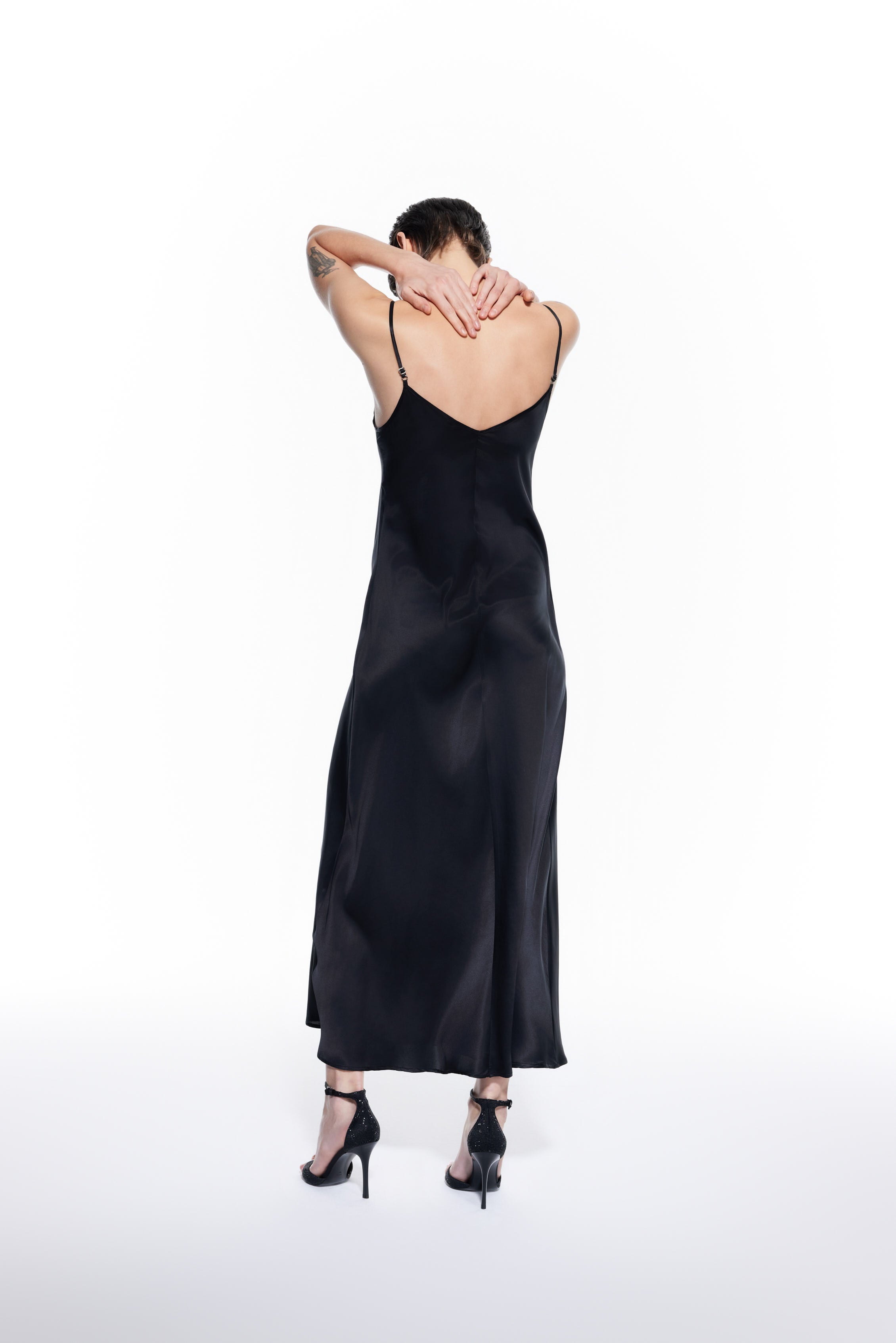Dian Black Silk Long Dress.