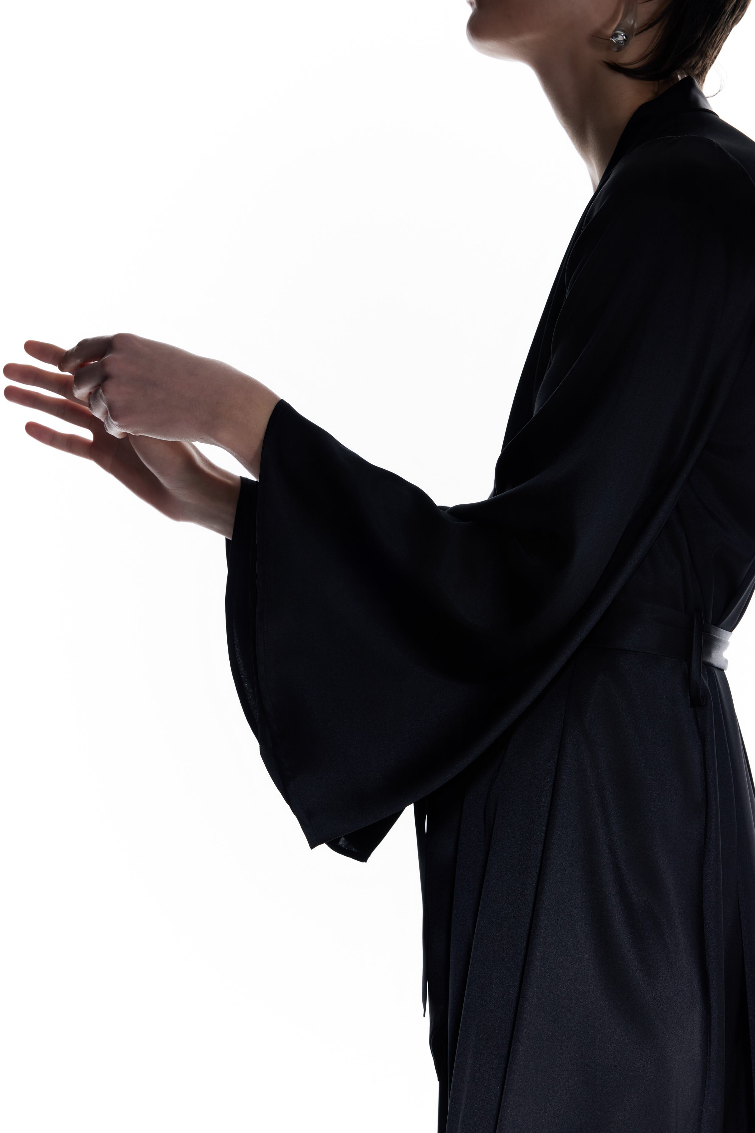 Dian Black Silk Long Robe.