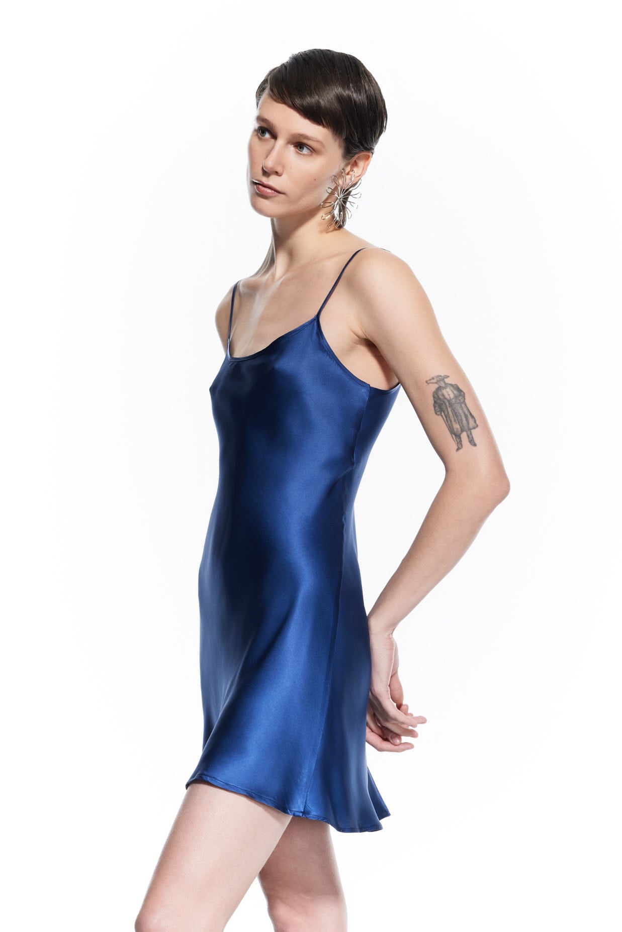 Dian Night Blue Silk Dress.