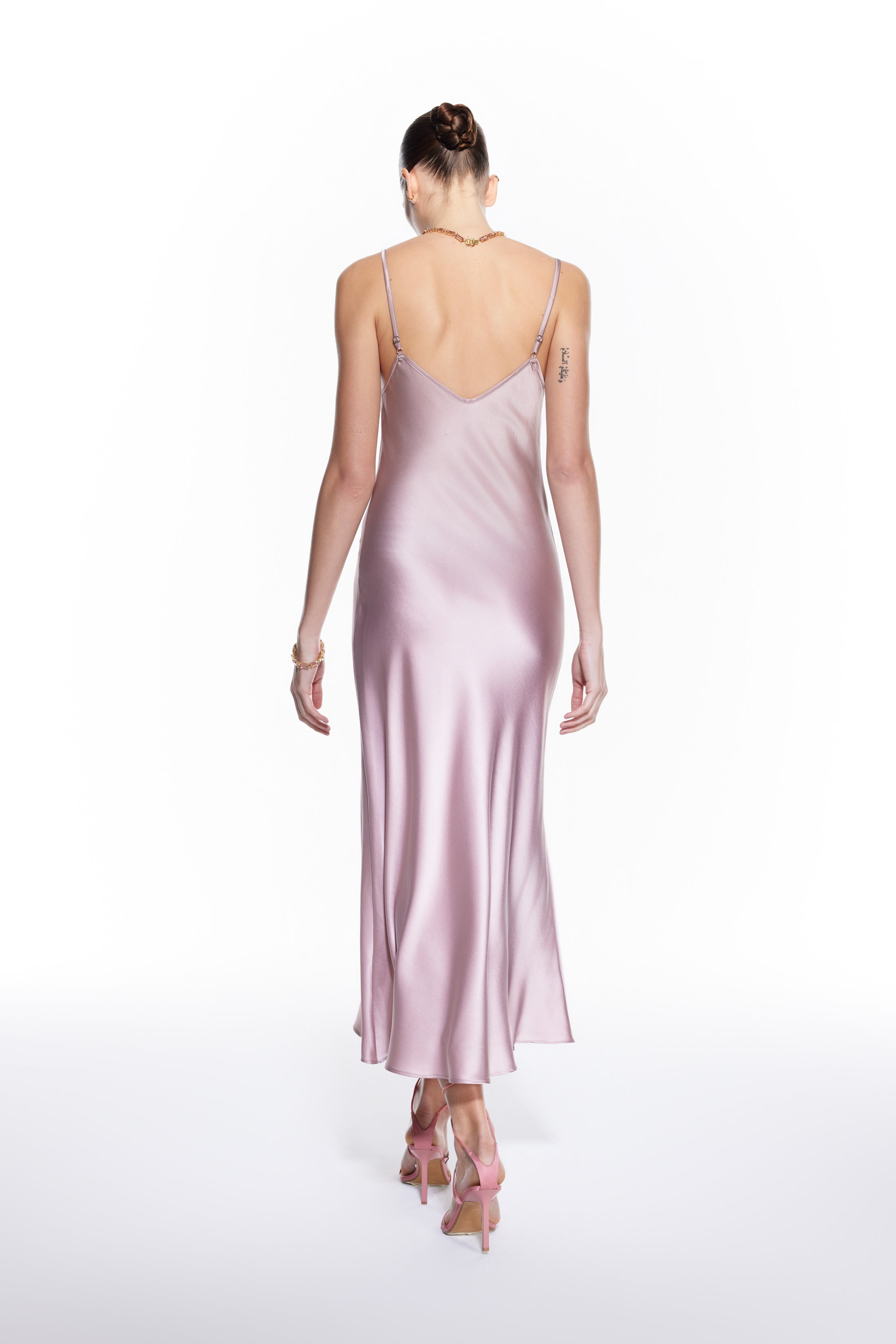 Dian Pink Silk Long Dress.