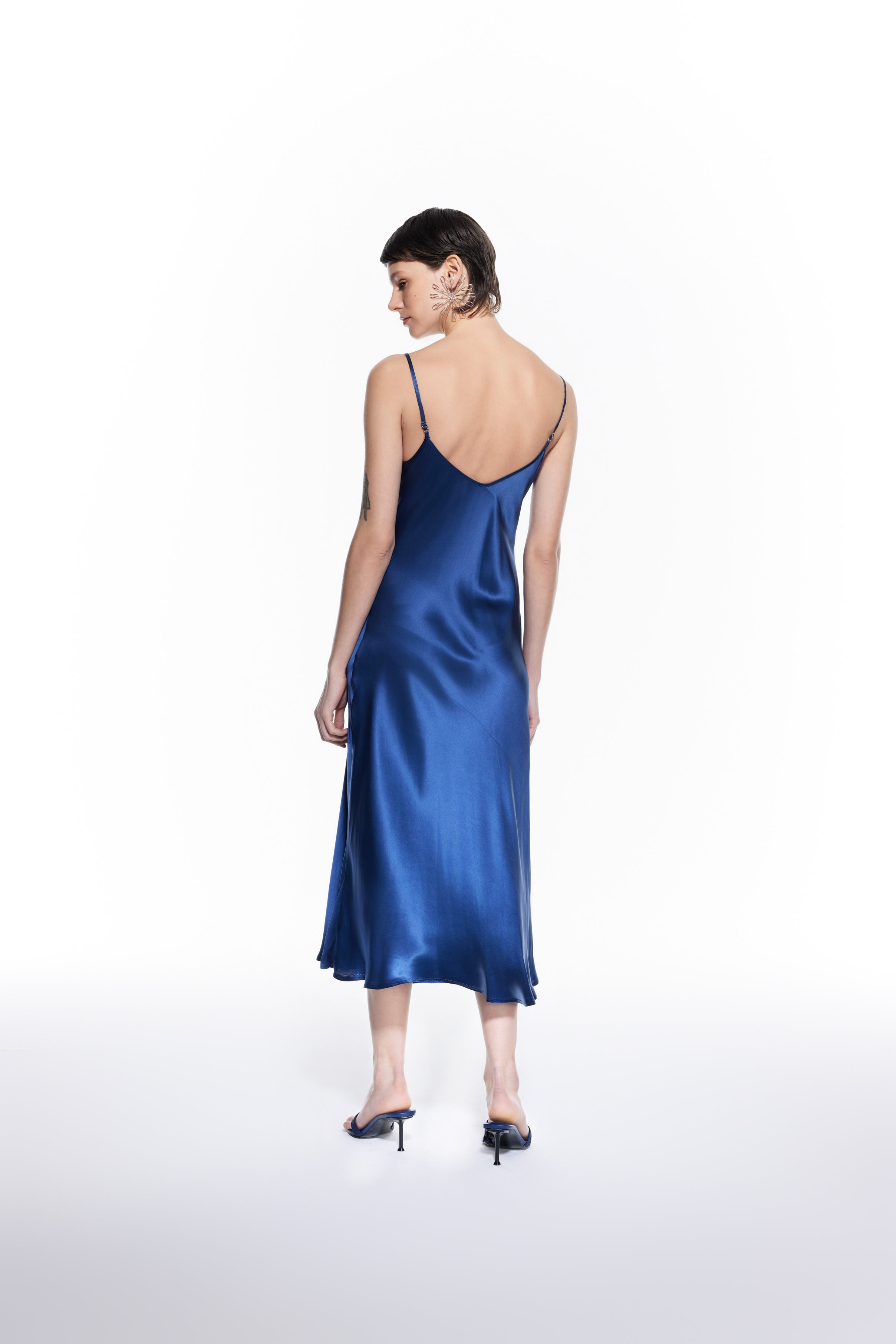 Dian Night Blue Long Silk Dress.