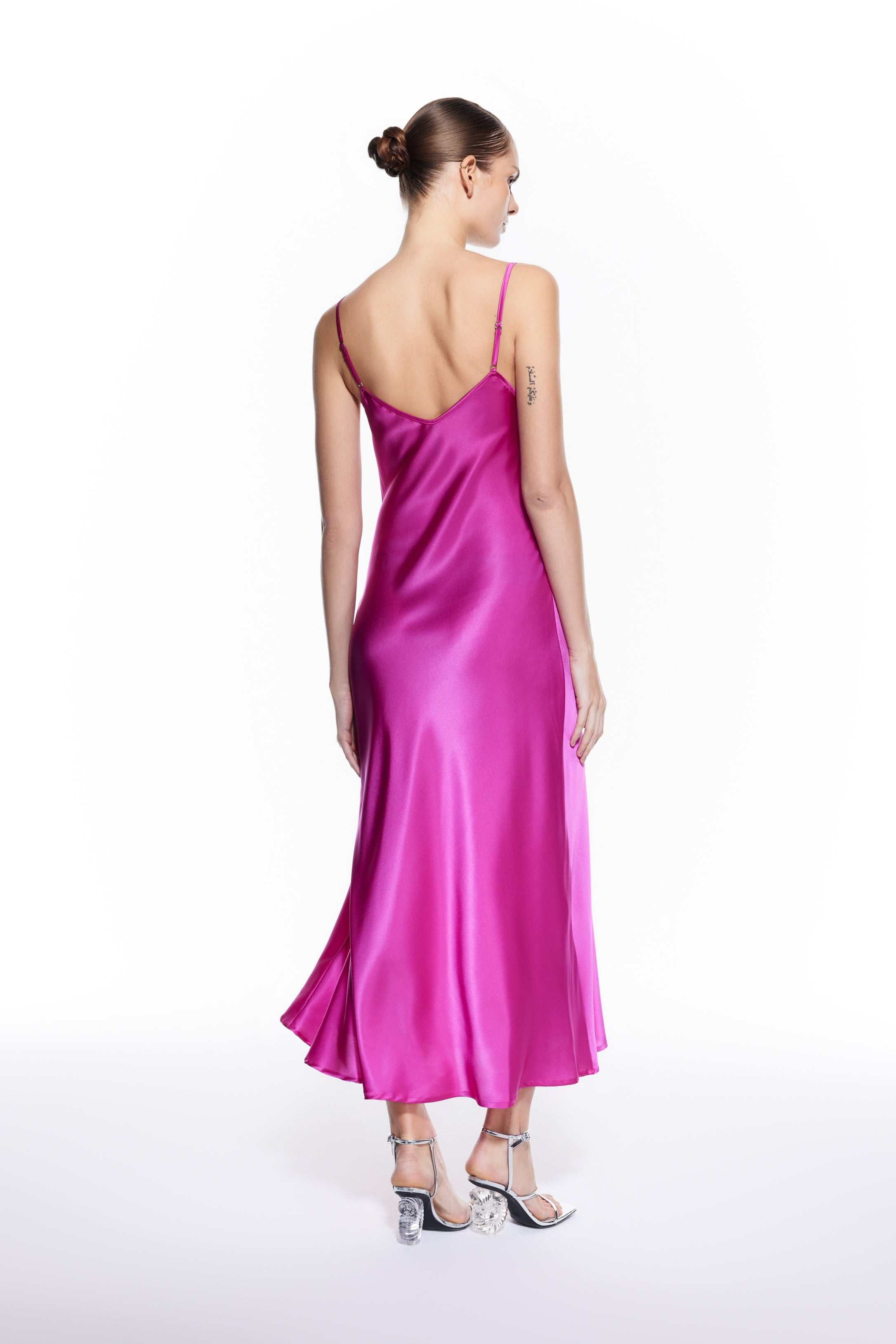 Dian Orchid Long Silk Dress.