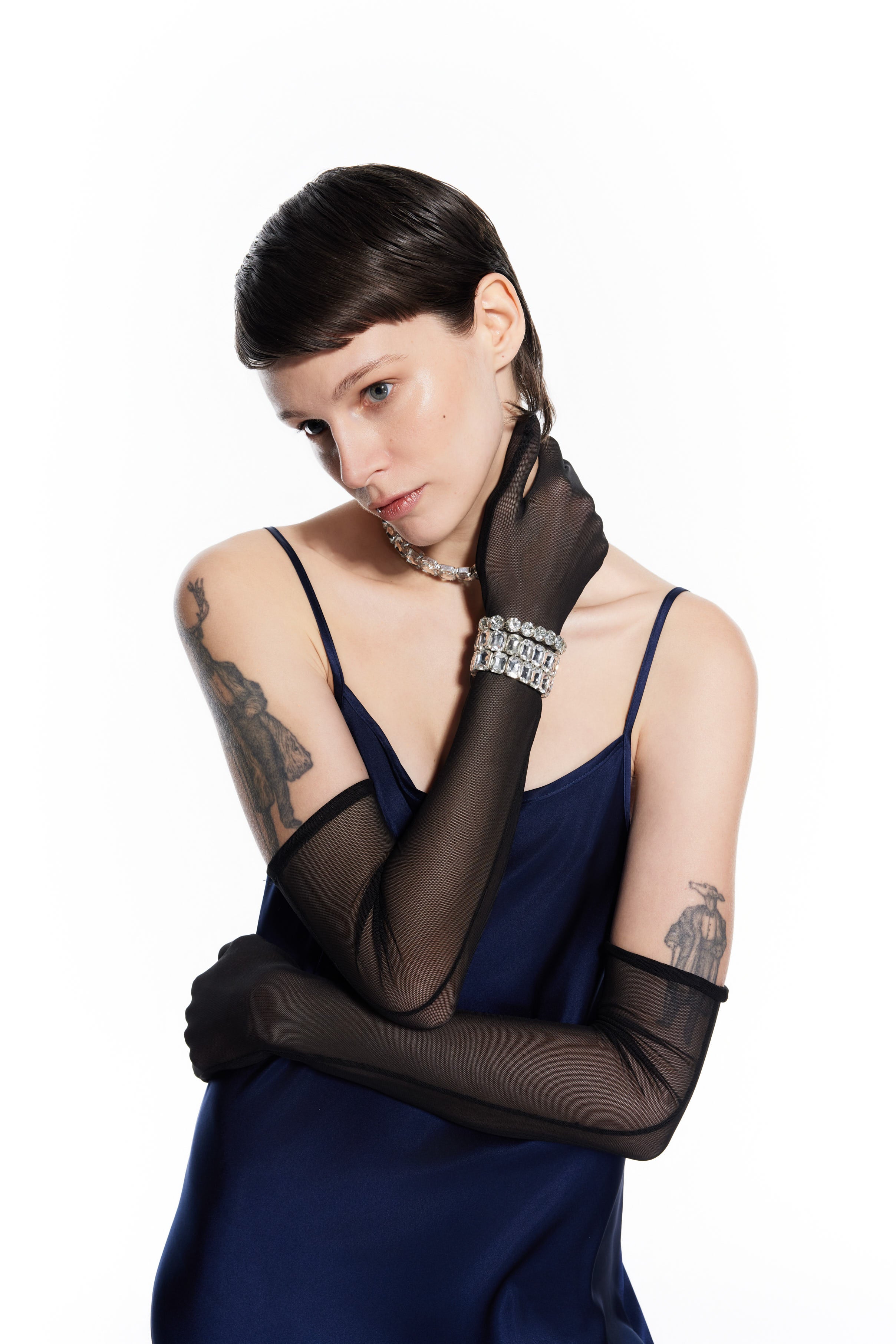 Dian Navy Blue Long Silk Dress.