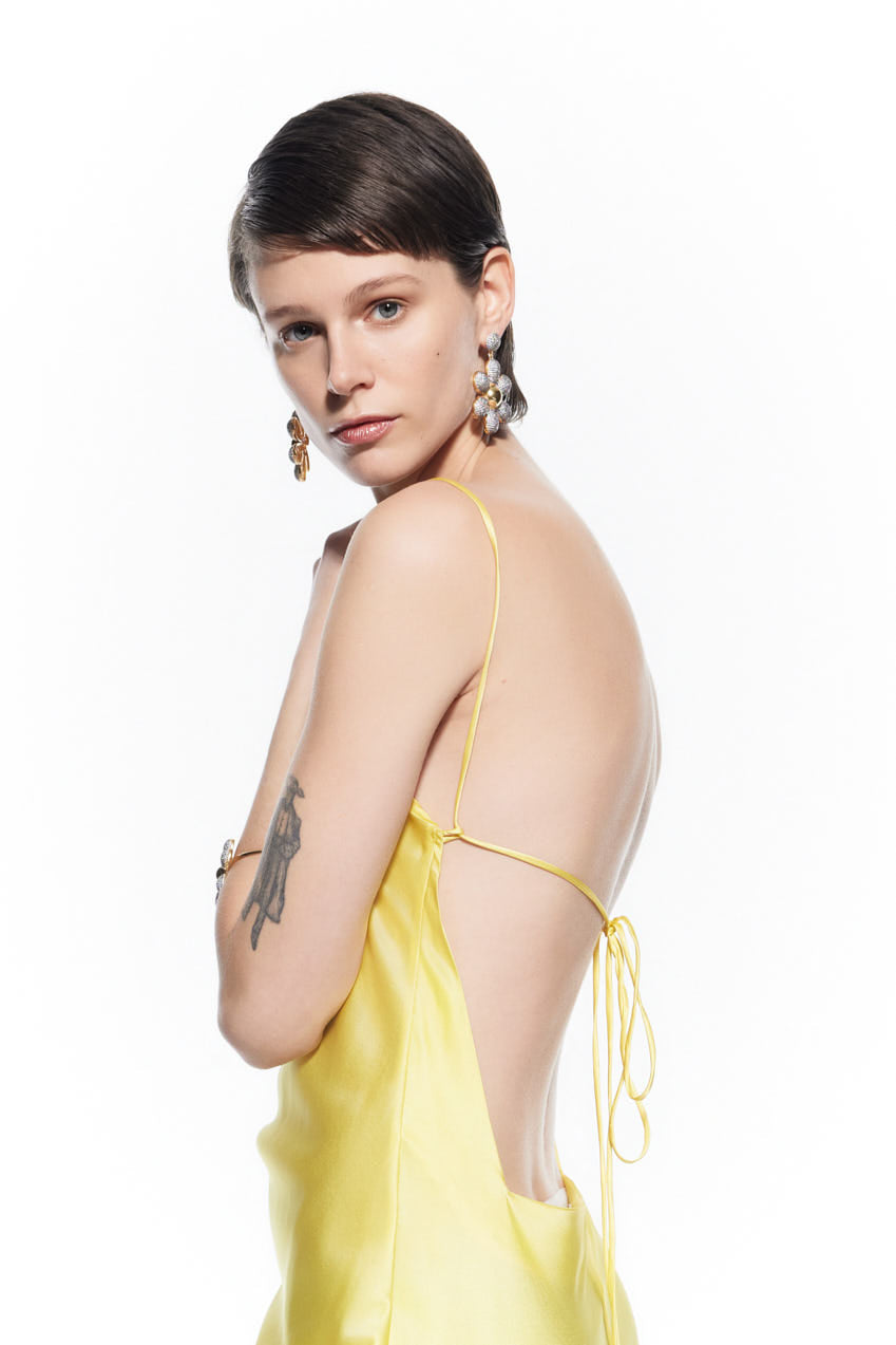 Suad Yellow Silk Dress.
