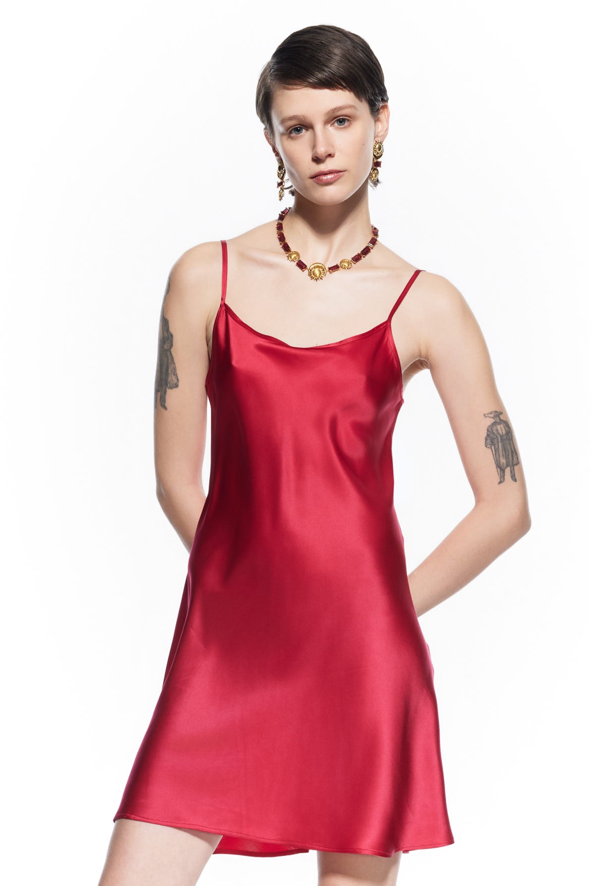 Dian Red Silk Dress.