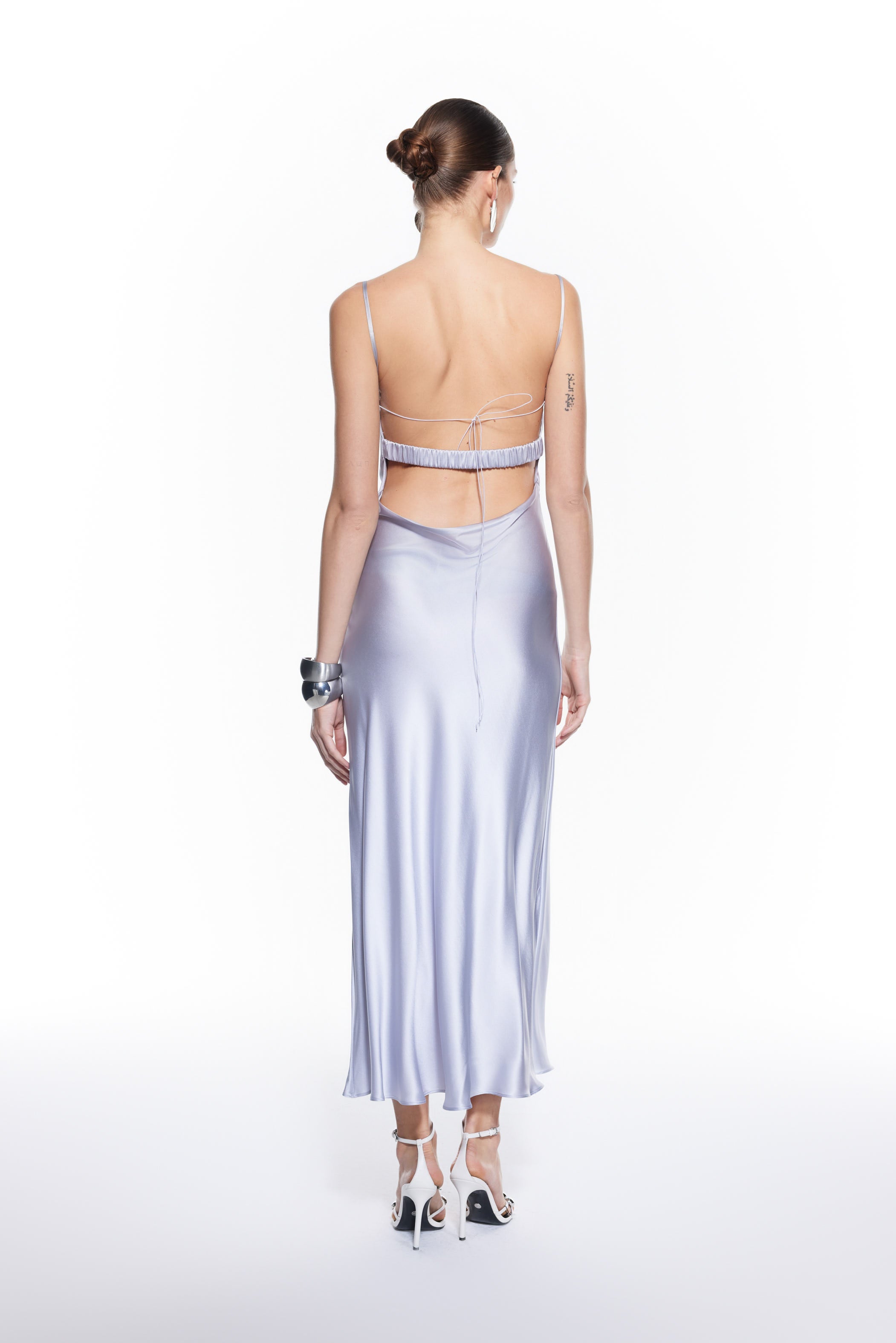 Baby Blue Back String Long Silk Dress - Mers Silk