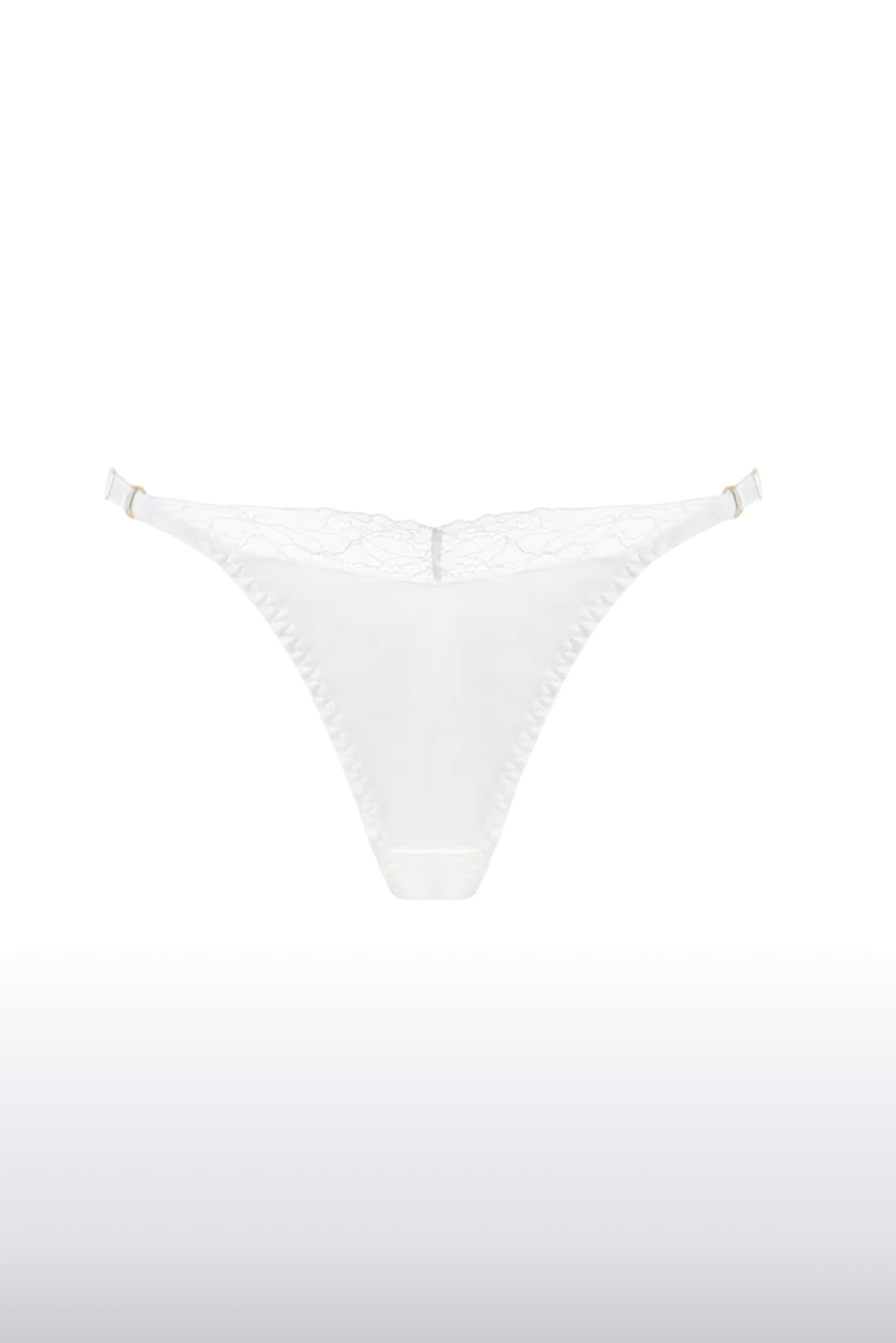 Mercy White Pure Silk and Lace Bridal Thong