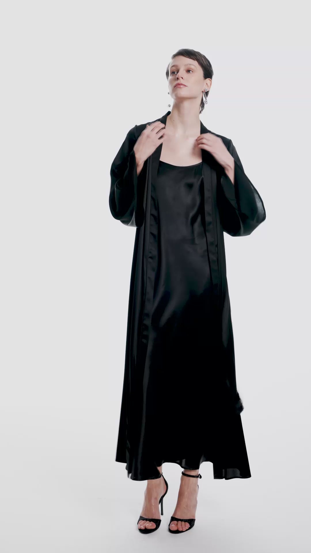 Dian Black Silk Long Dress.