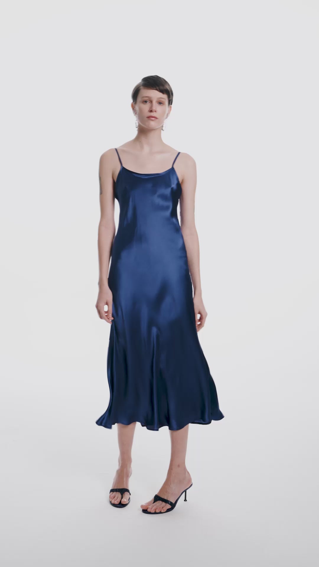 Dian Night Blue Long Silk Dress.