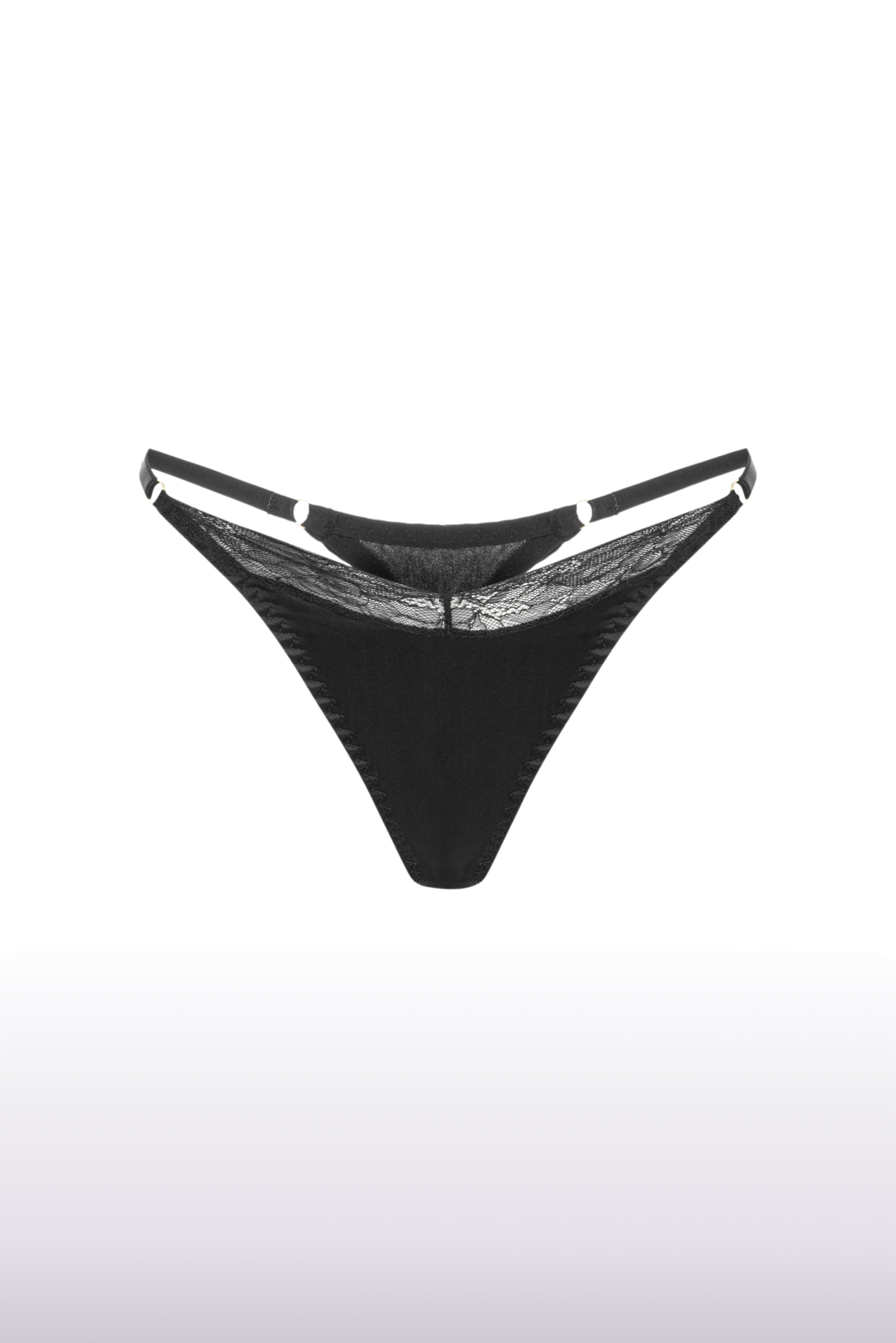 Clara Black Pure Silk Lace Thong