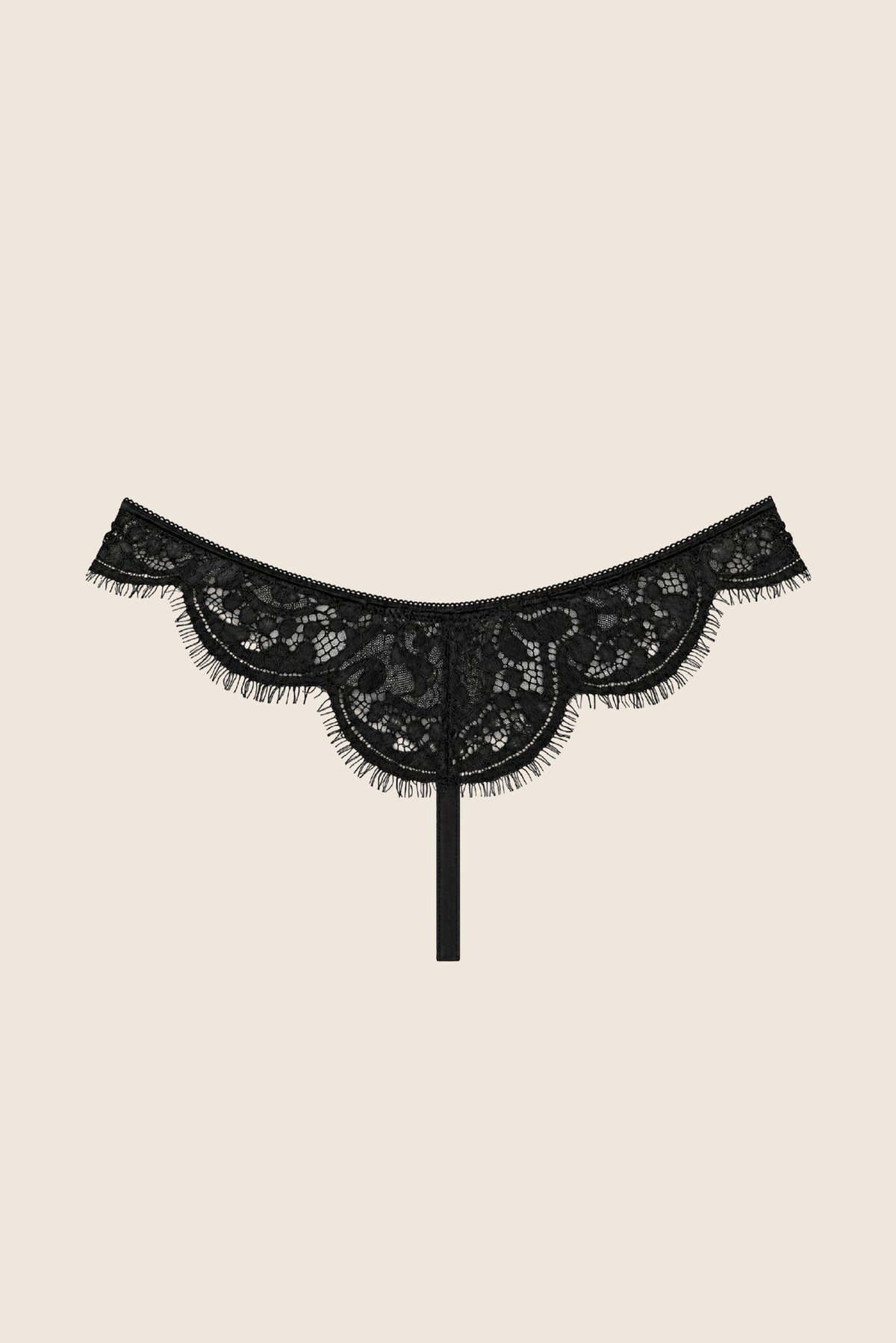 Elys Bare Luxury Lace & Satin Thong Black