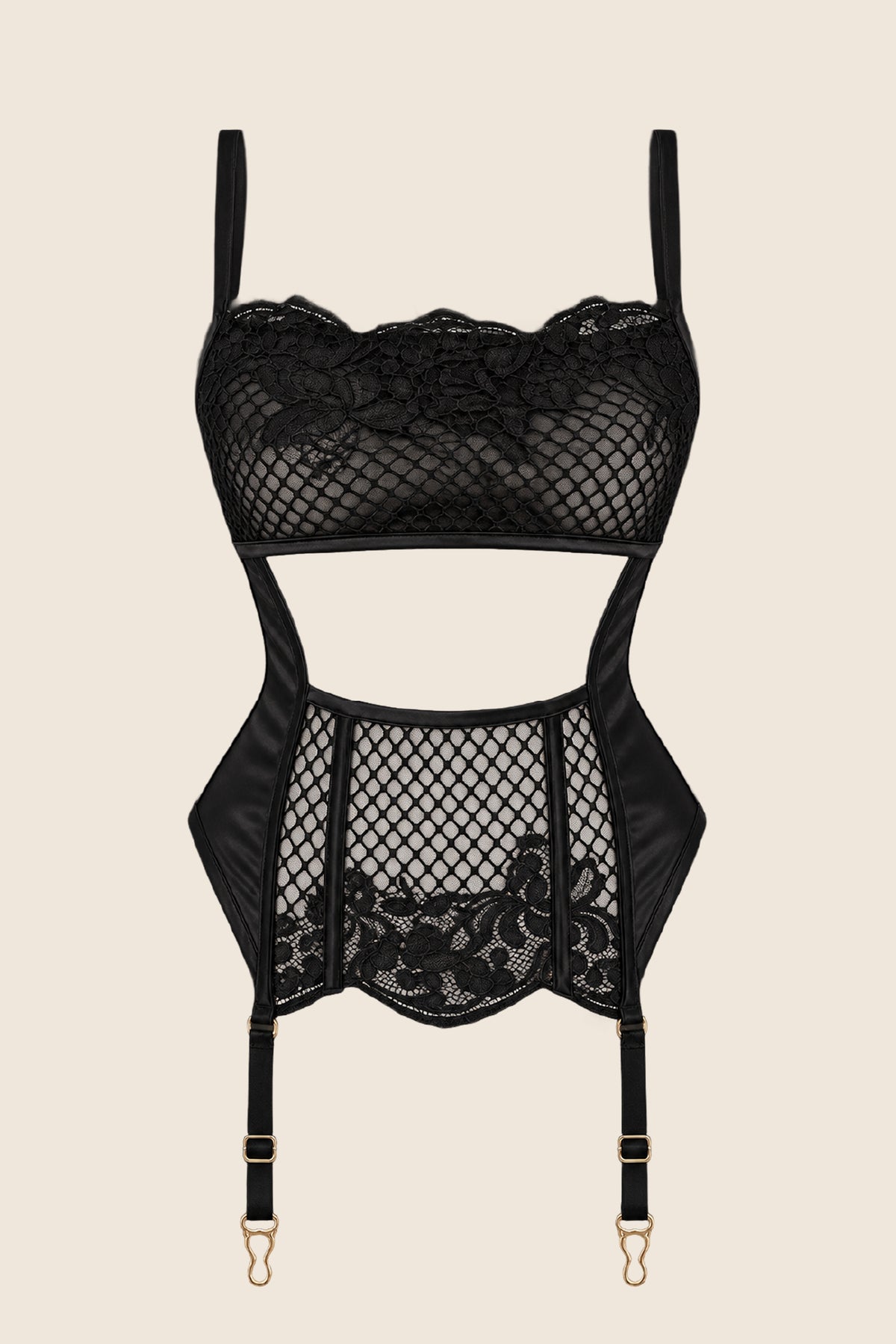 Elys Frame Luxury Lace Cut-Out Corset Black