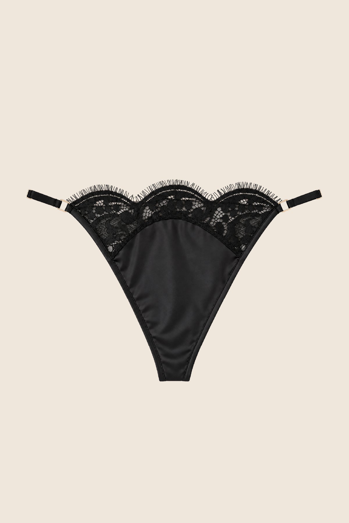 Elys Instinct Luxury Lace Triangle Bra & Thong Set Black