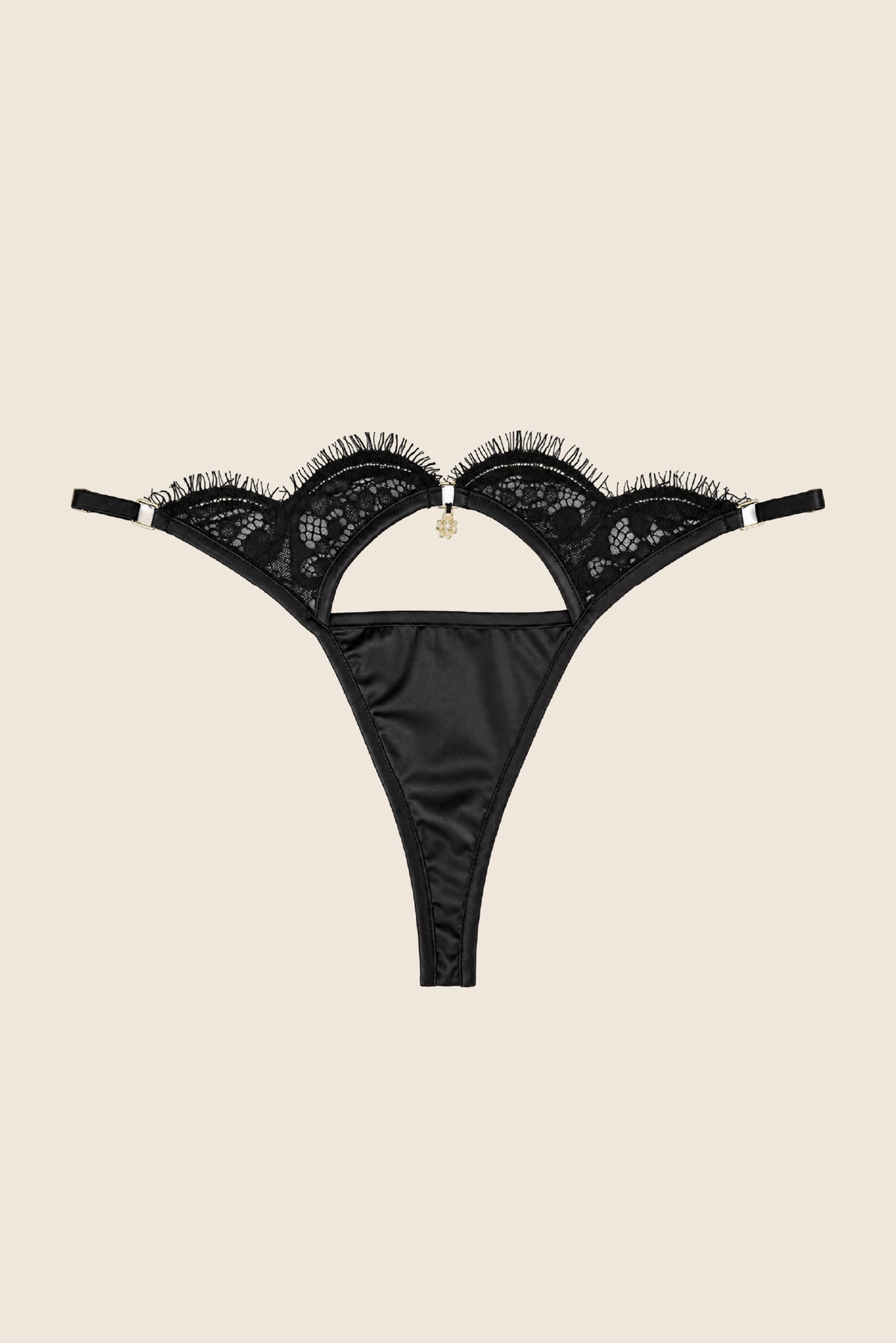 Elys Instinct Luxury Lace Triangle Bra & Thong Set Black