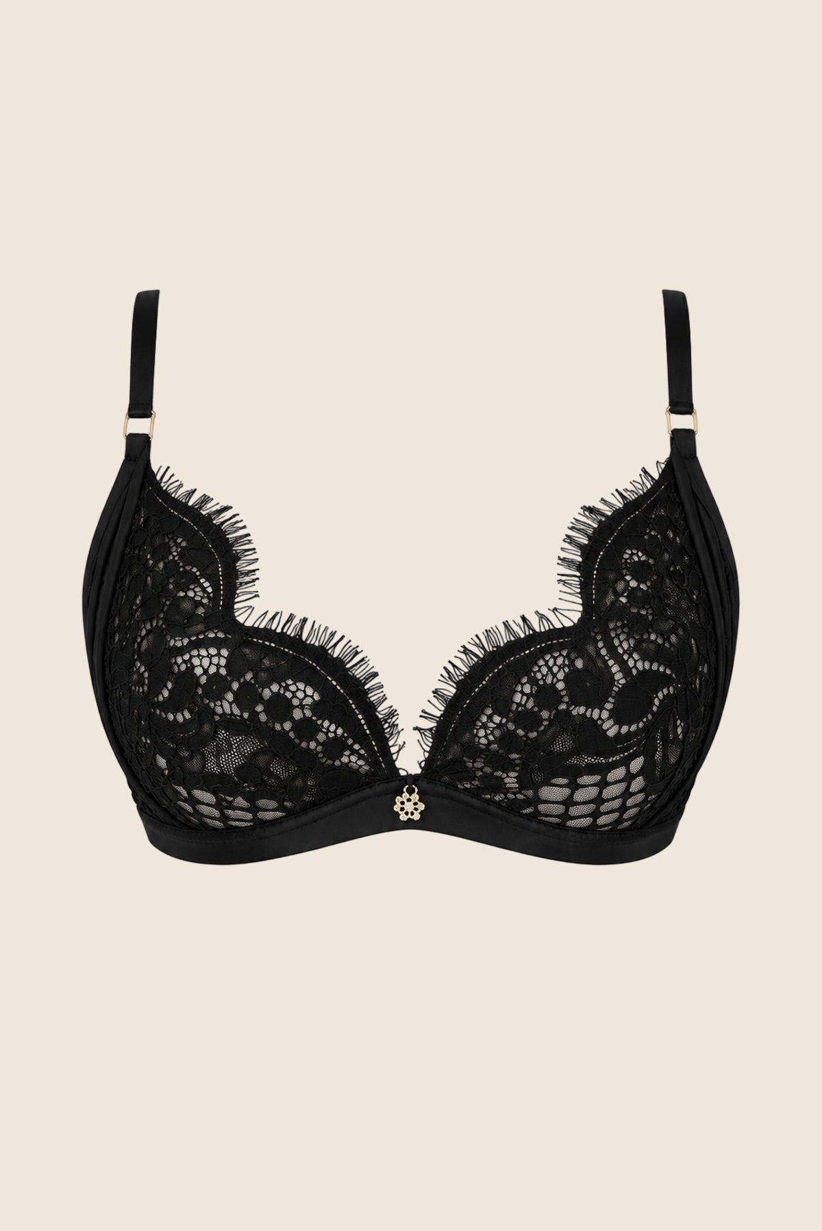 Elys Instinct Luxury Lace Triangle Bra Black