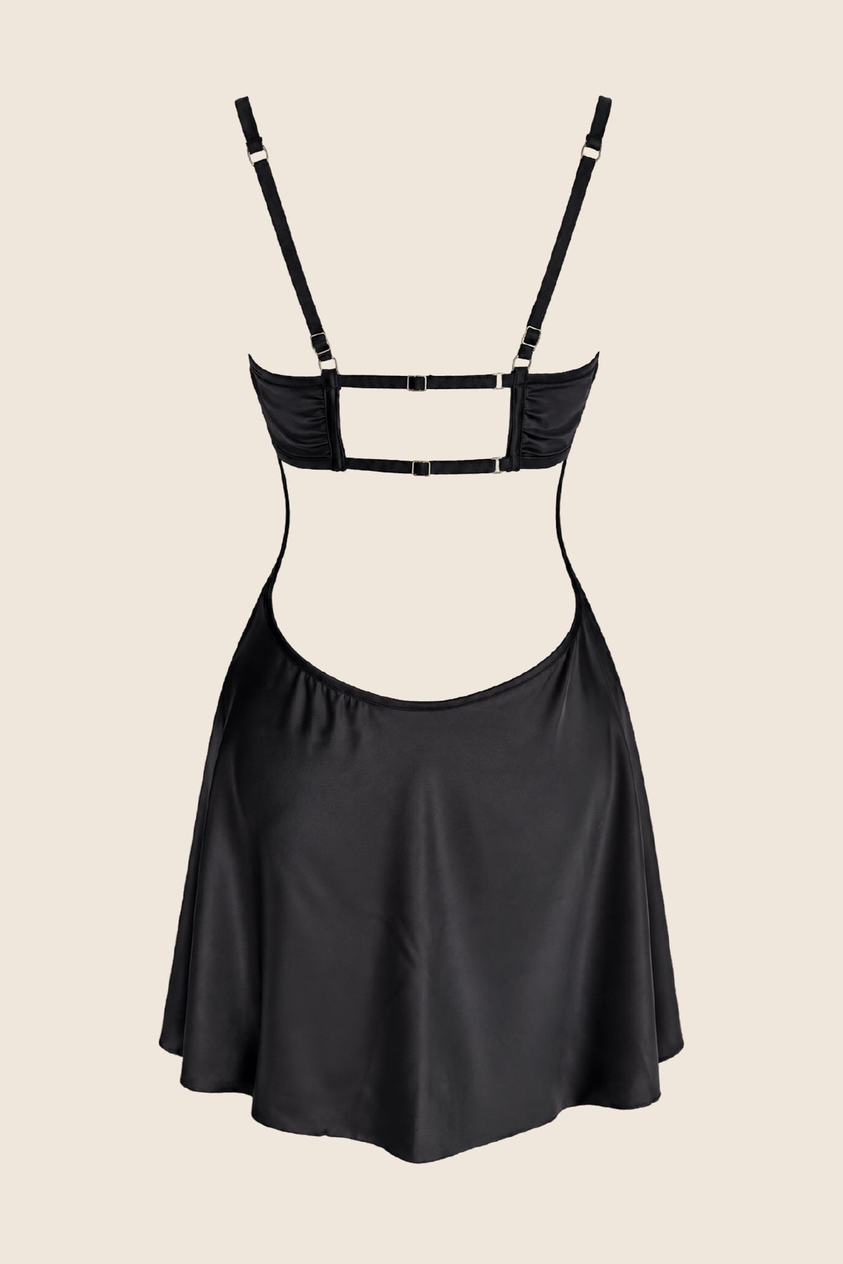 Elys Reveal Luxury Lace & Satin Mini Dress Black