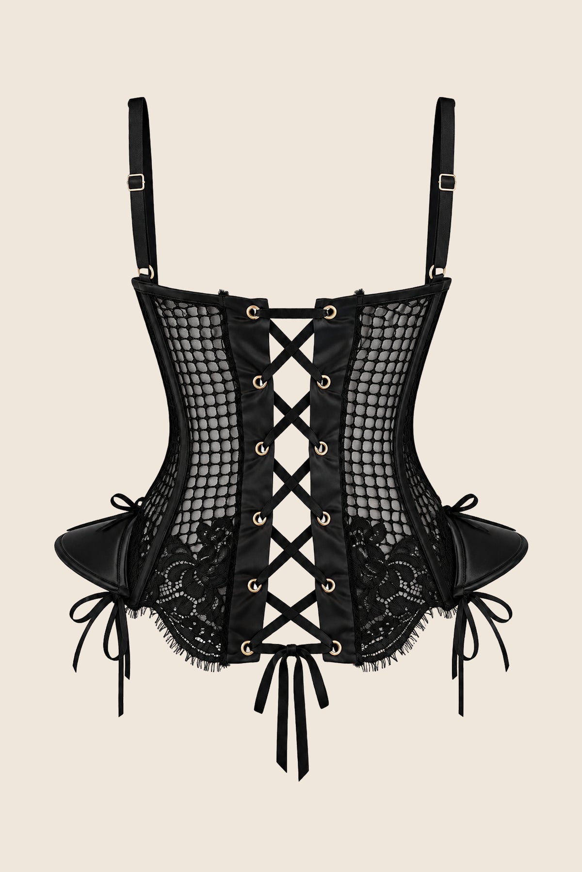Elys Sculpt Luxury French Lace Underwired Corset Black