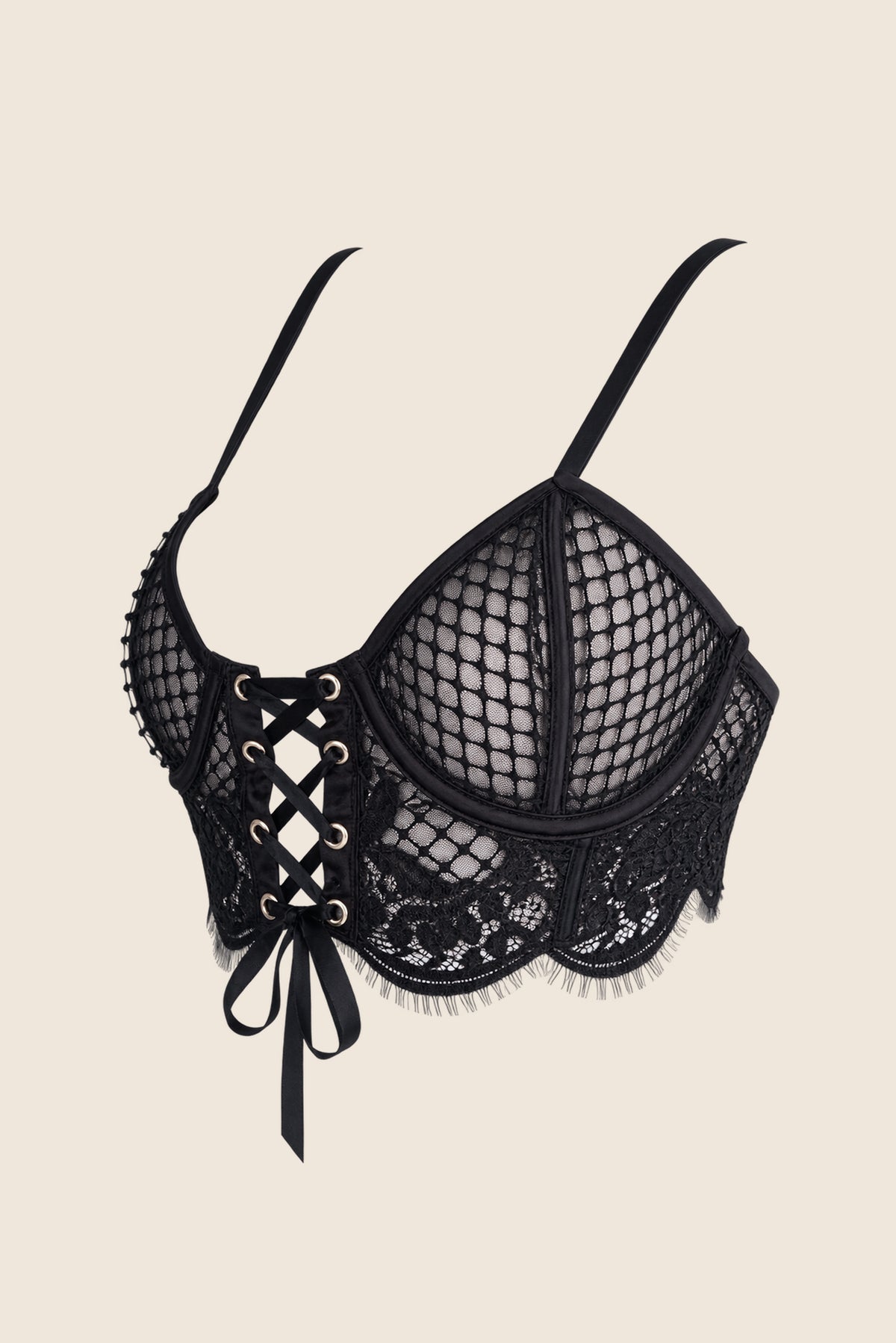 Elys Lure Luxury Lace Underwired Bustier Black