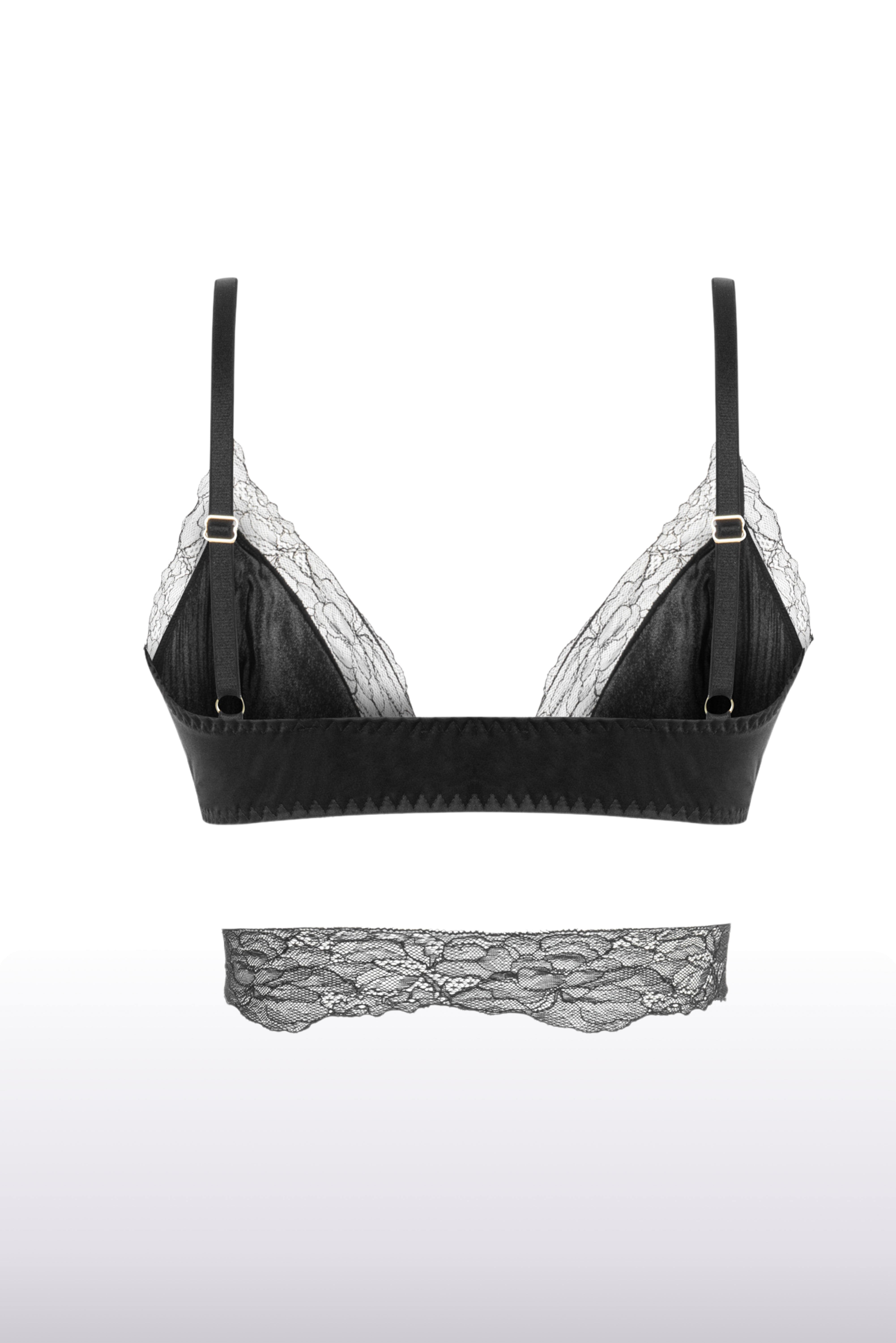 Clara Black Silk and Lace Front-Closure Bra