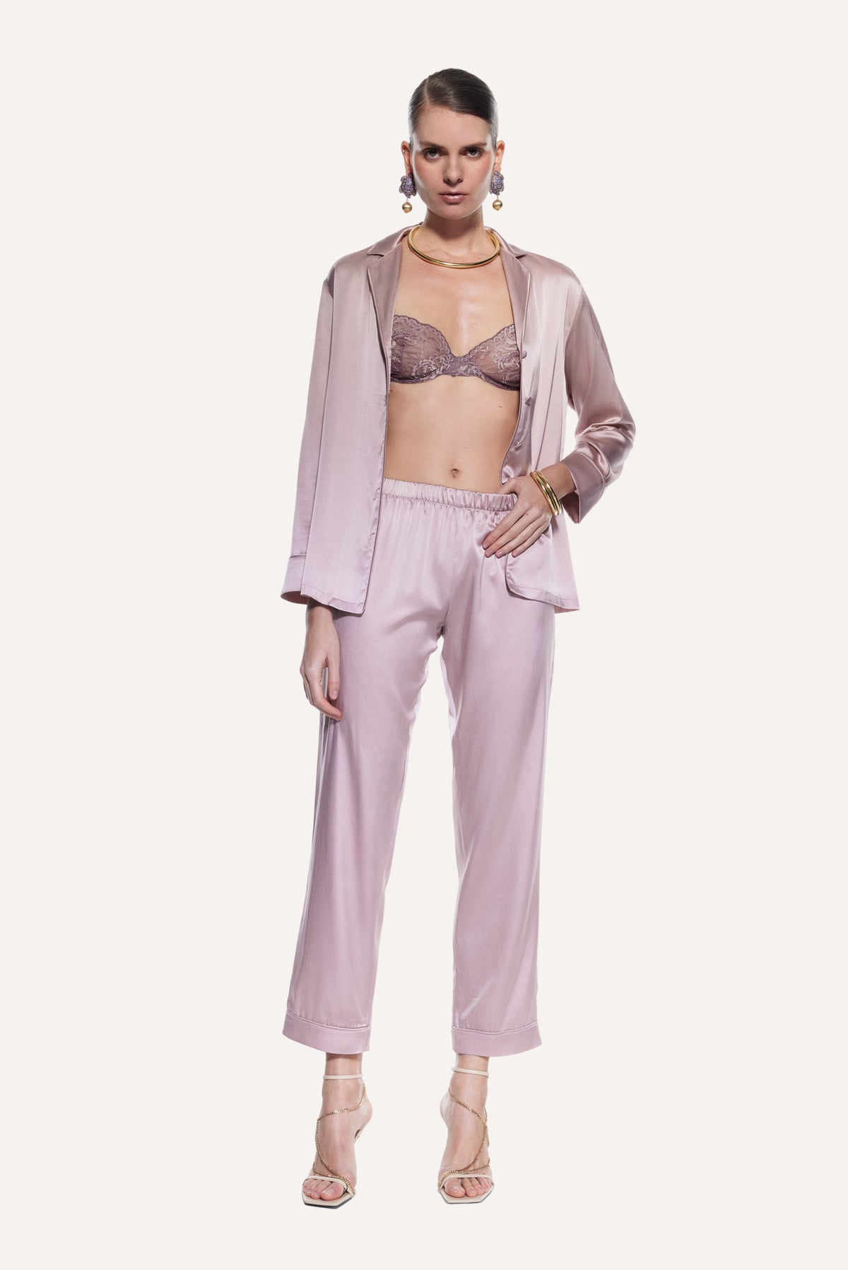 Luno İpek Pijama Takımı Pudra