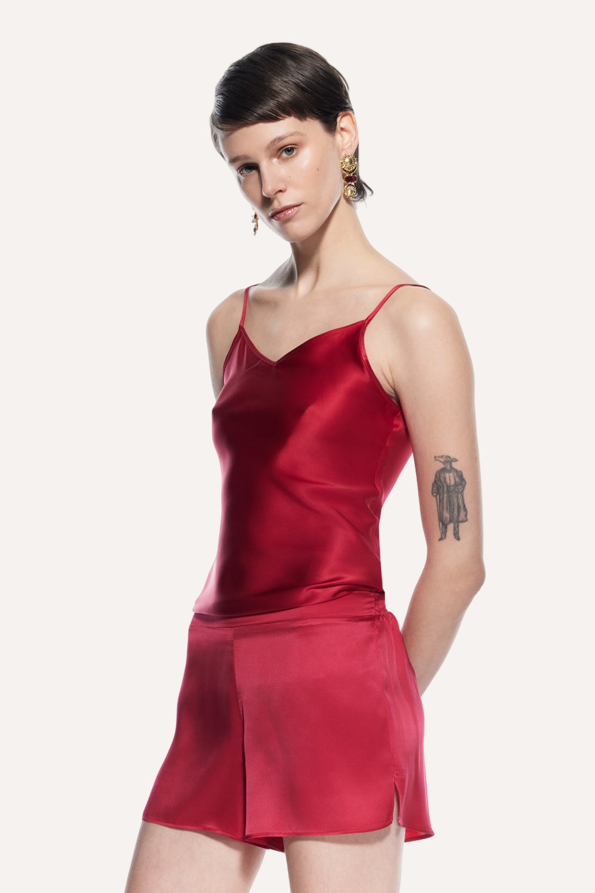 Luna Silk Halter Top Red
