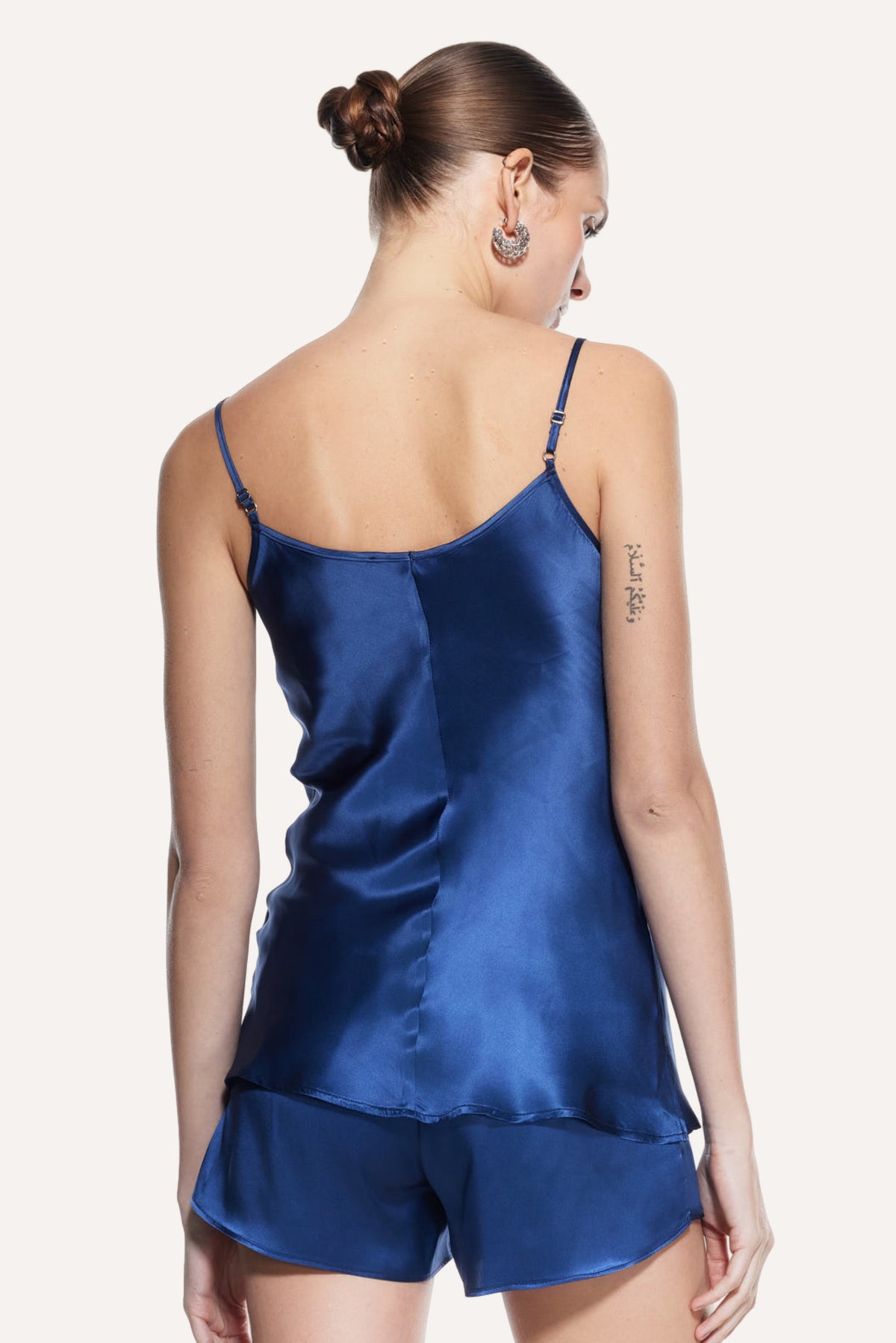 Luna Silk Halter Top Navy Blue
