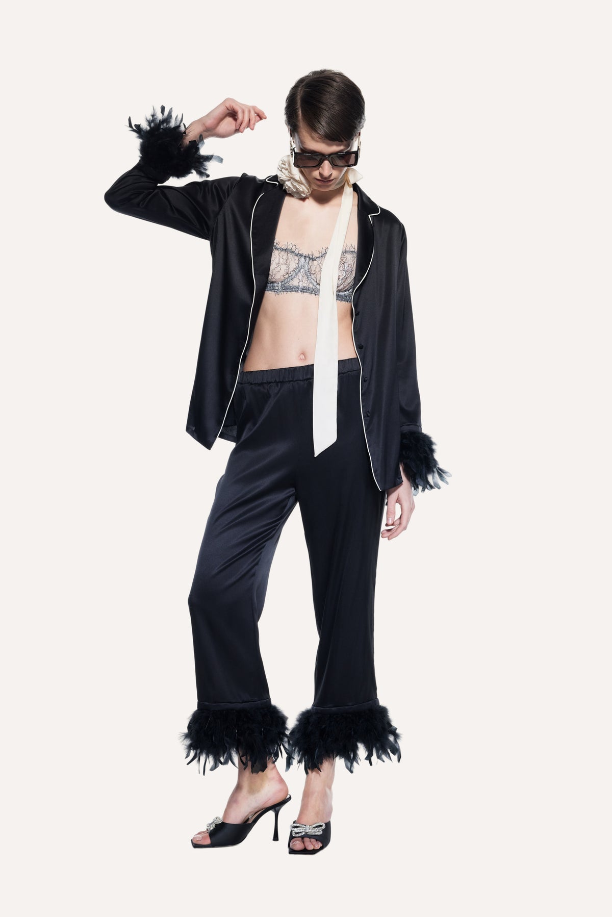 Juven İpek Pijama Takım Siyah