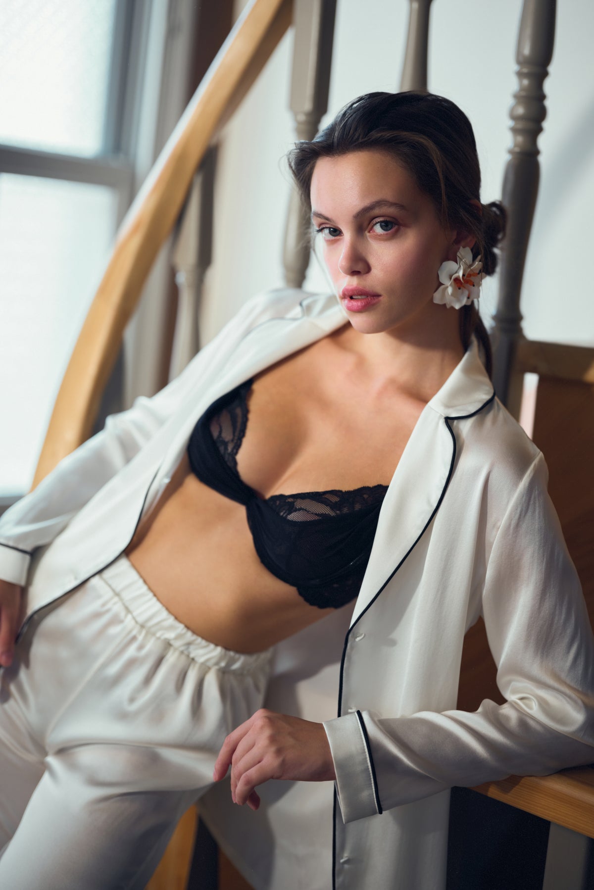 Carmen İpek Gelin Pijama Takımı Beyaz