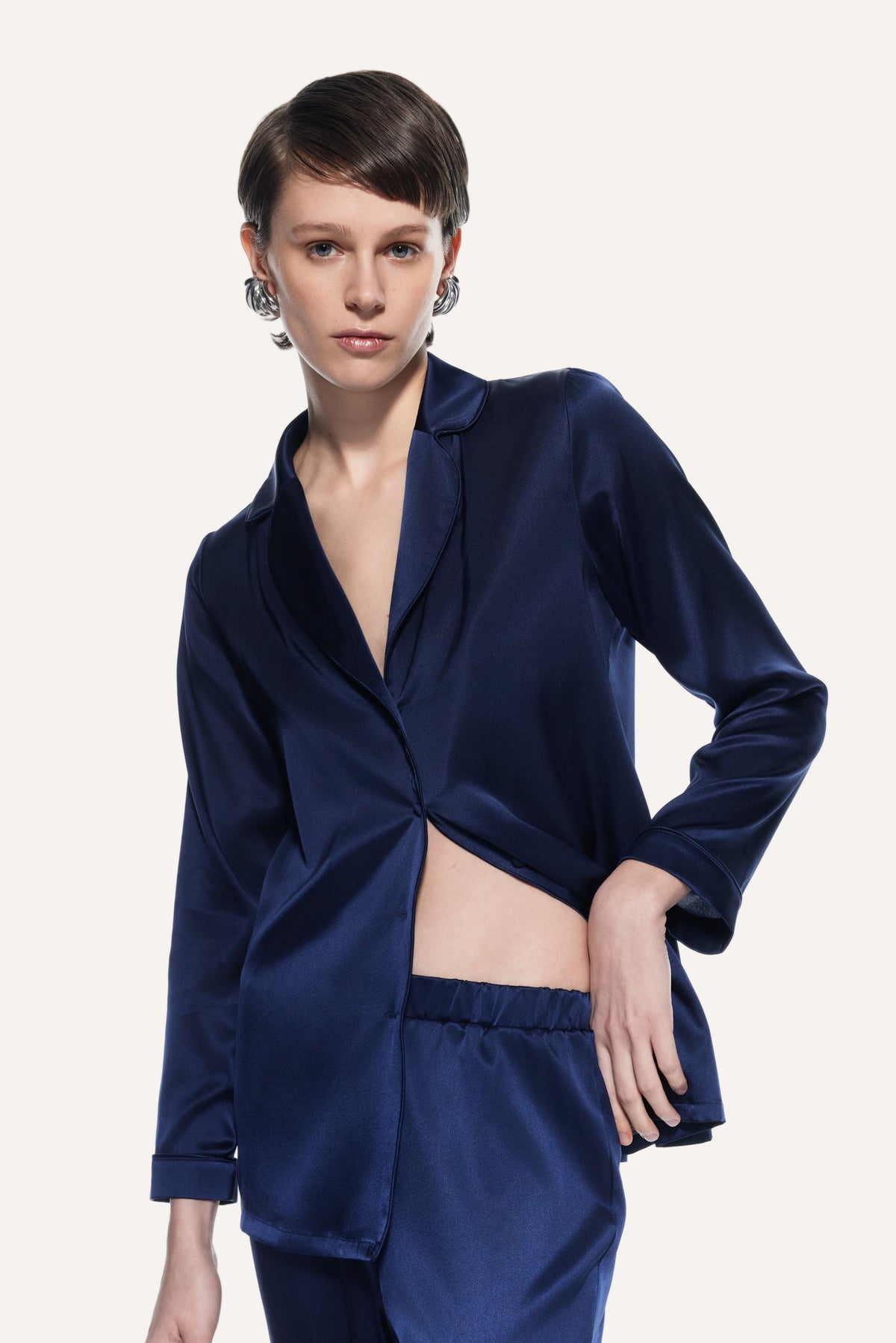 Luno İpek Pijama Takımı Lacivert