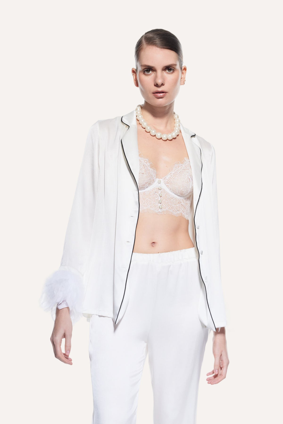 Juven Silk Pajama Set Bridal White