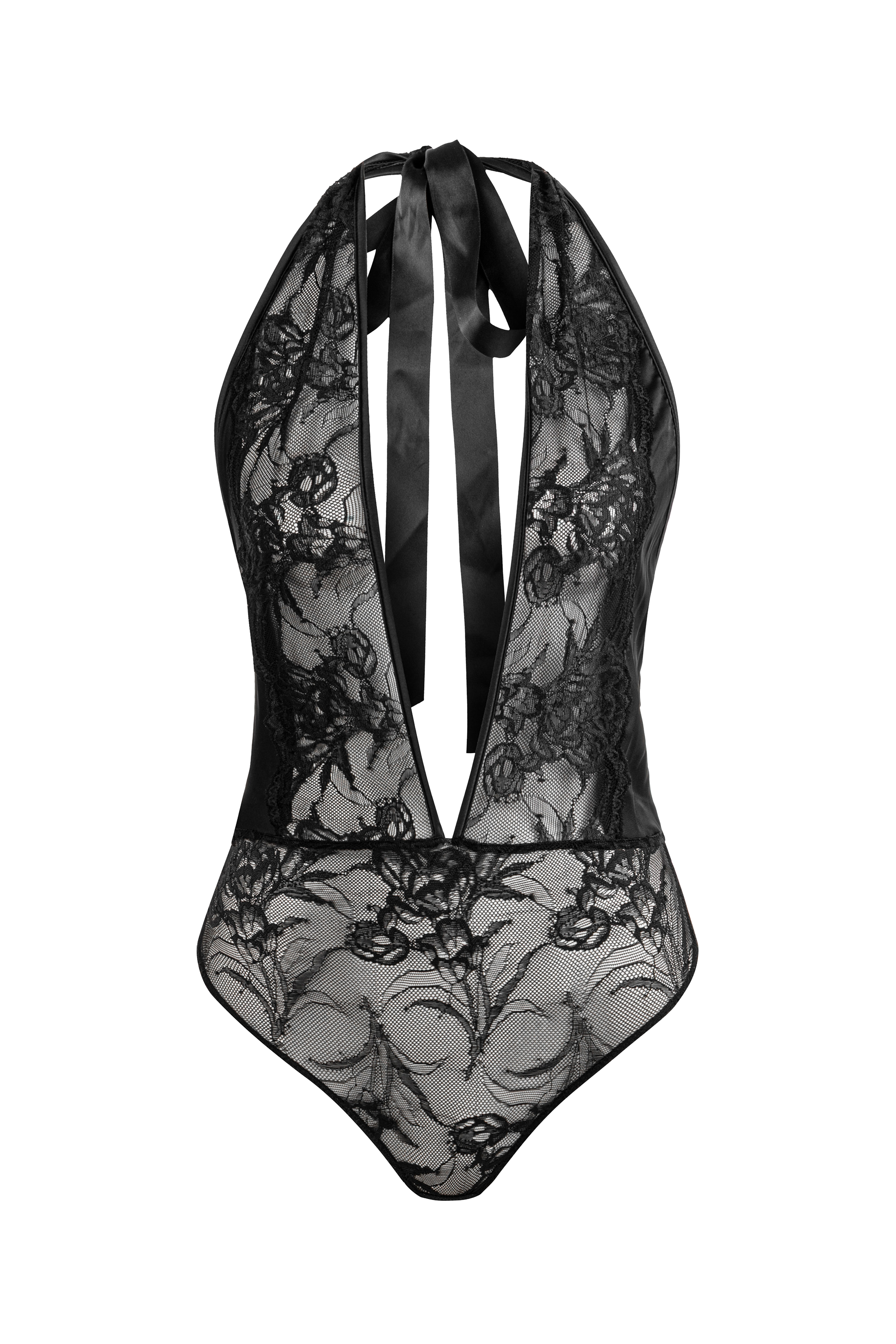 Noir Lace Bodysuit Lüks Dantel
