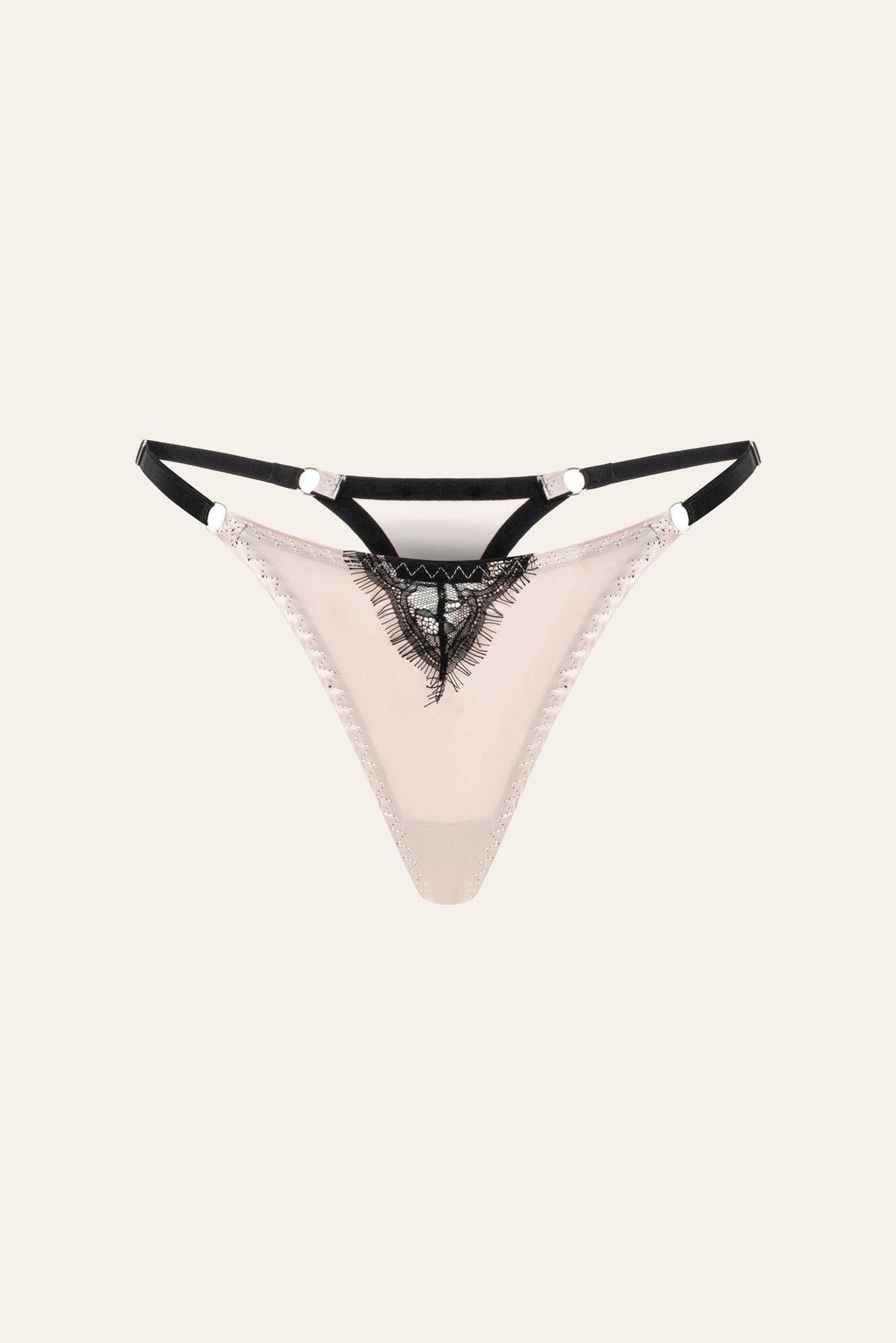 Eos Pure Saf İpek ve Dantel Tanga Pudra