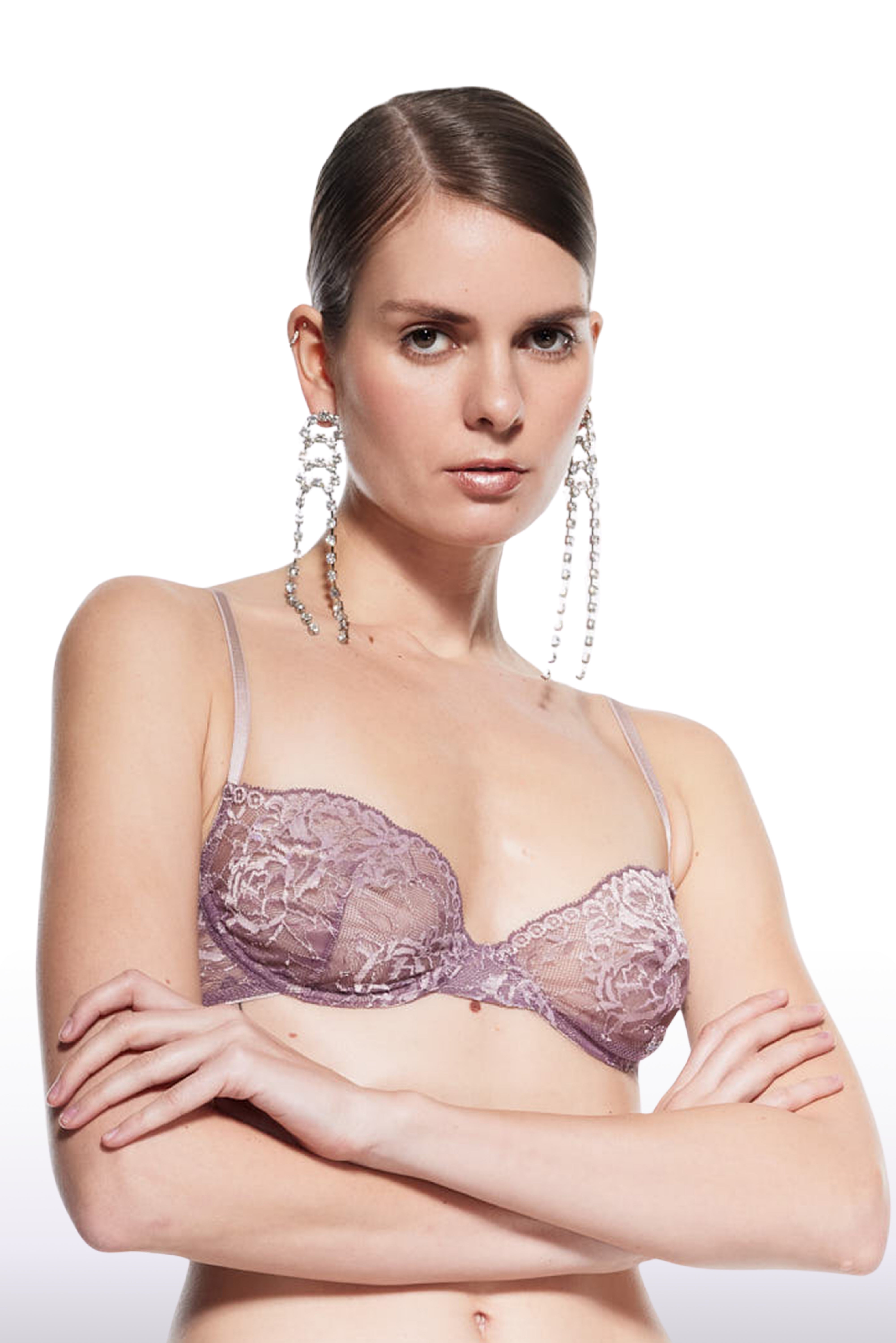 Lilly Luxury Pembe Fransız Dantel Balenli Sütyen