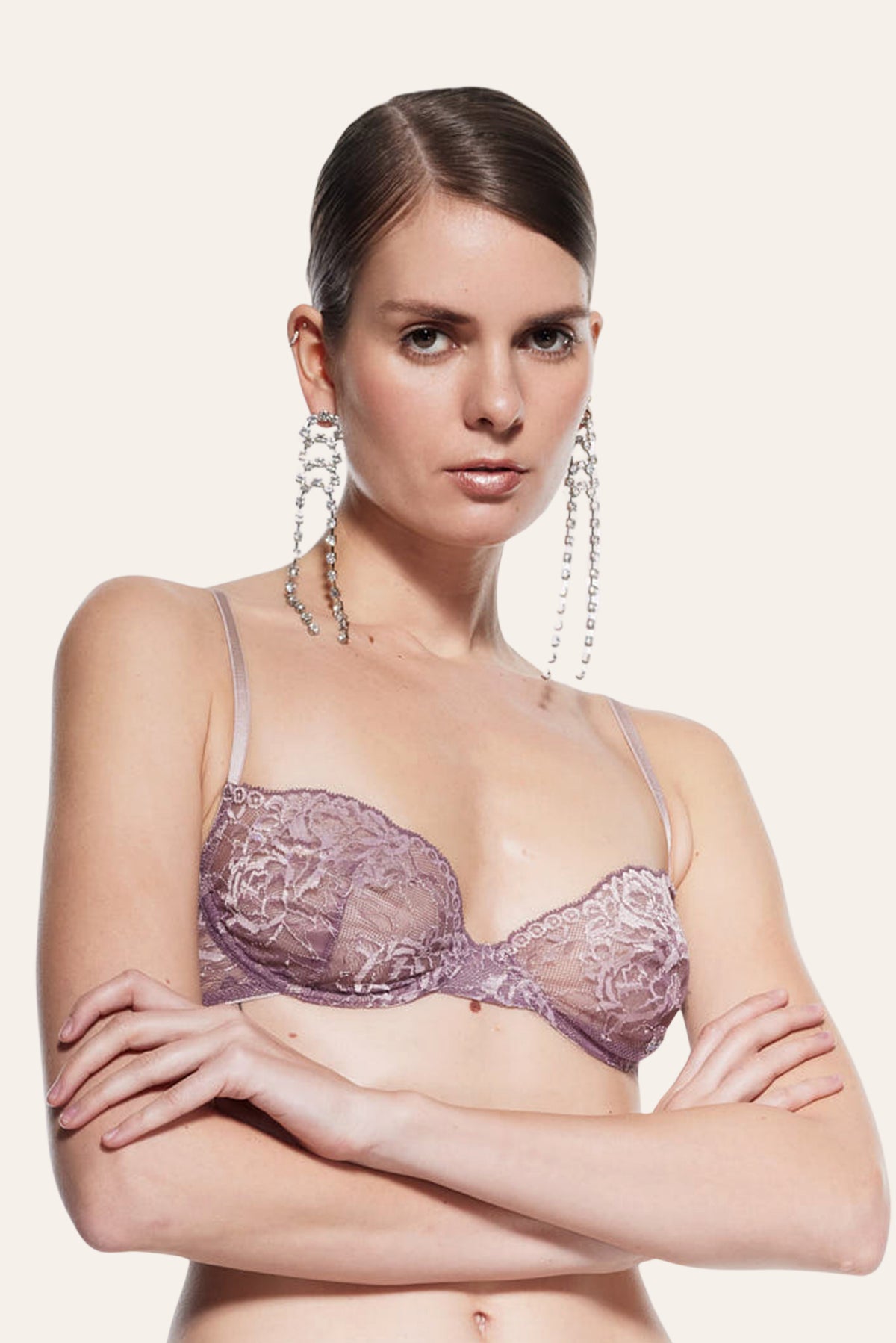 Lilly Luxury Pembe Fransız Dantel Balenli Sütyen