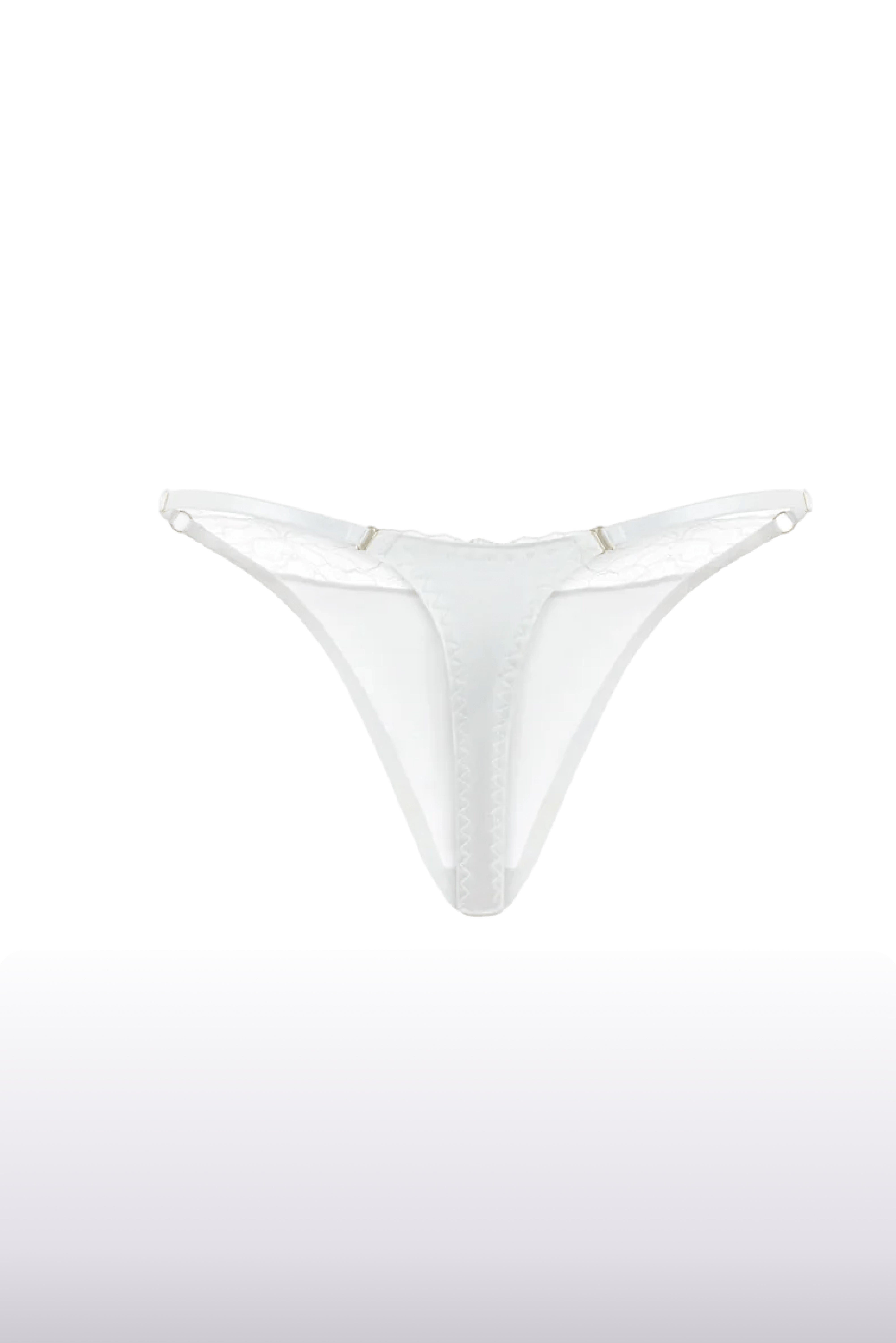 Mercy White Pure Silk and Lace Bridal Thong